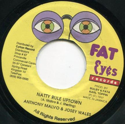 Anthony Malvo & Josey Wales - Natty Rule Uptown Vinyl Record (VG Condition) | Rare Reggae/Dancehall Music for Collectors & DJs | Perfect for Home Listening & Vintage Music Enthusiasts