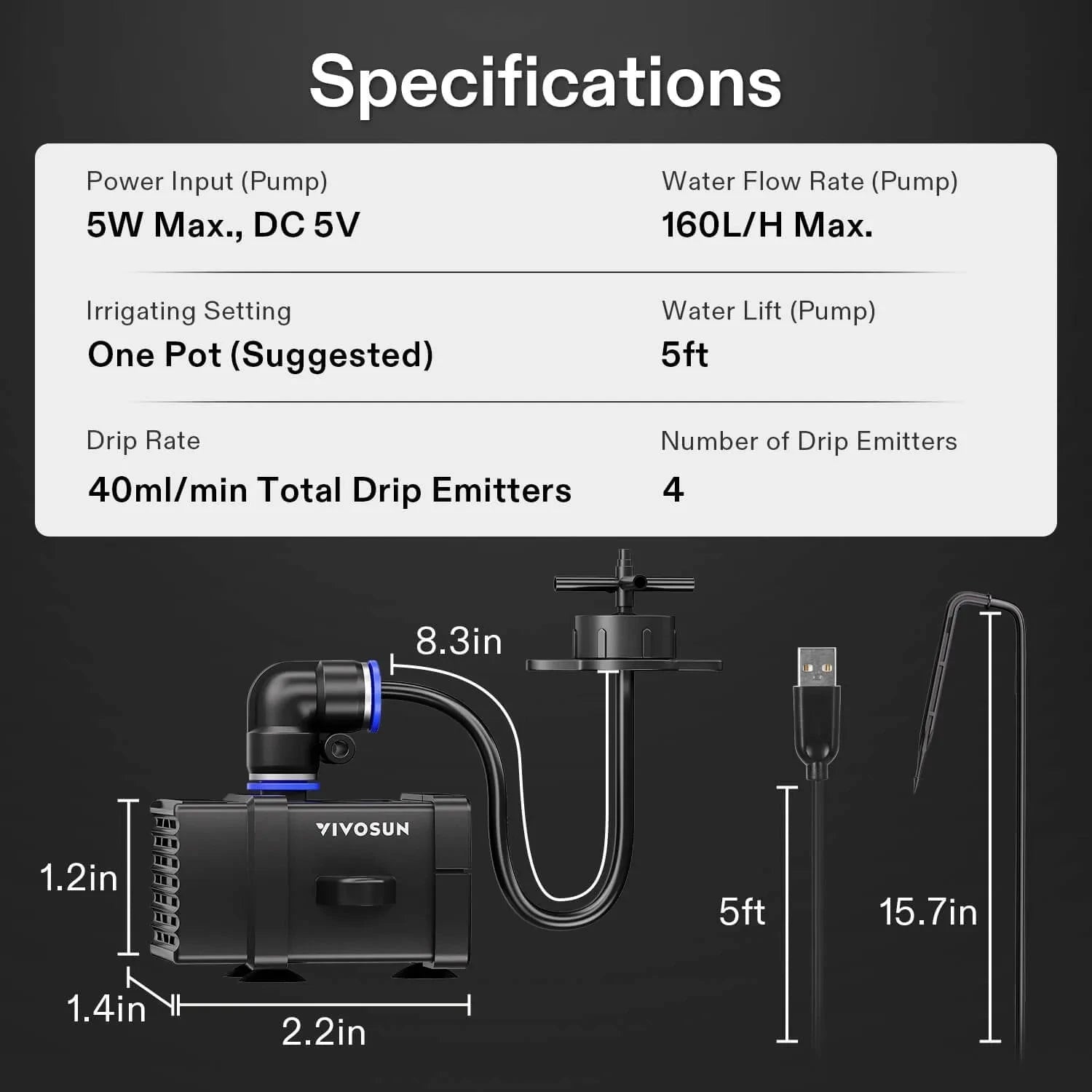 VIVOSUN FlexFeed 4W Automatic Plant Watering System - Smart Drip Irrigation Kit for Indoor/Outdoor Gardens, Greenhouses & Potted Plants