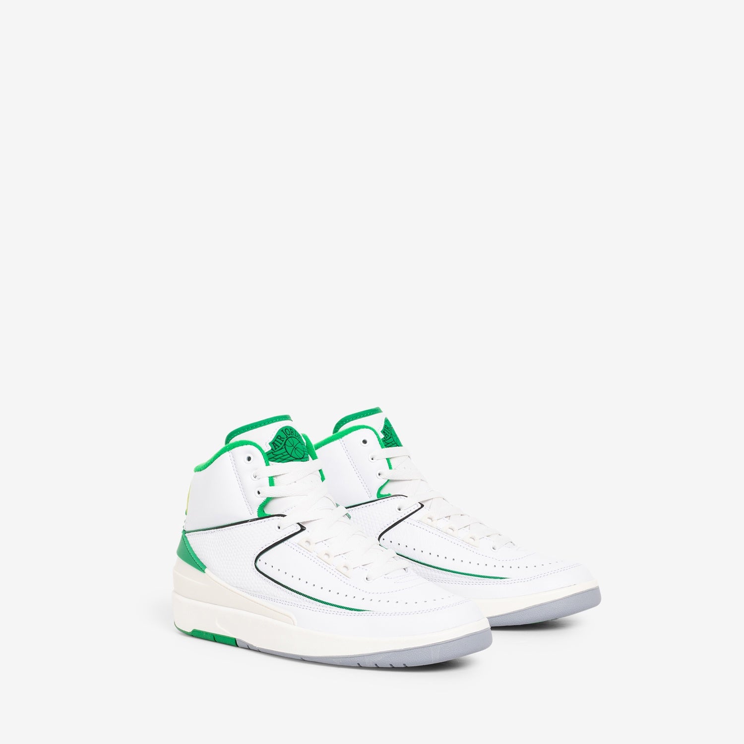 Grade School Air Jordan 2 Retro Sneakers - White/Lucky Green/Sail/Lt Steel Grey - Kids Basketball Shoes for School & Casual Wear