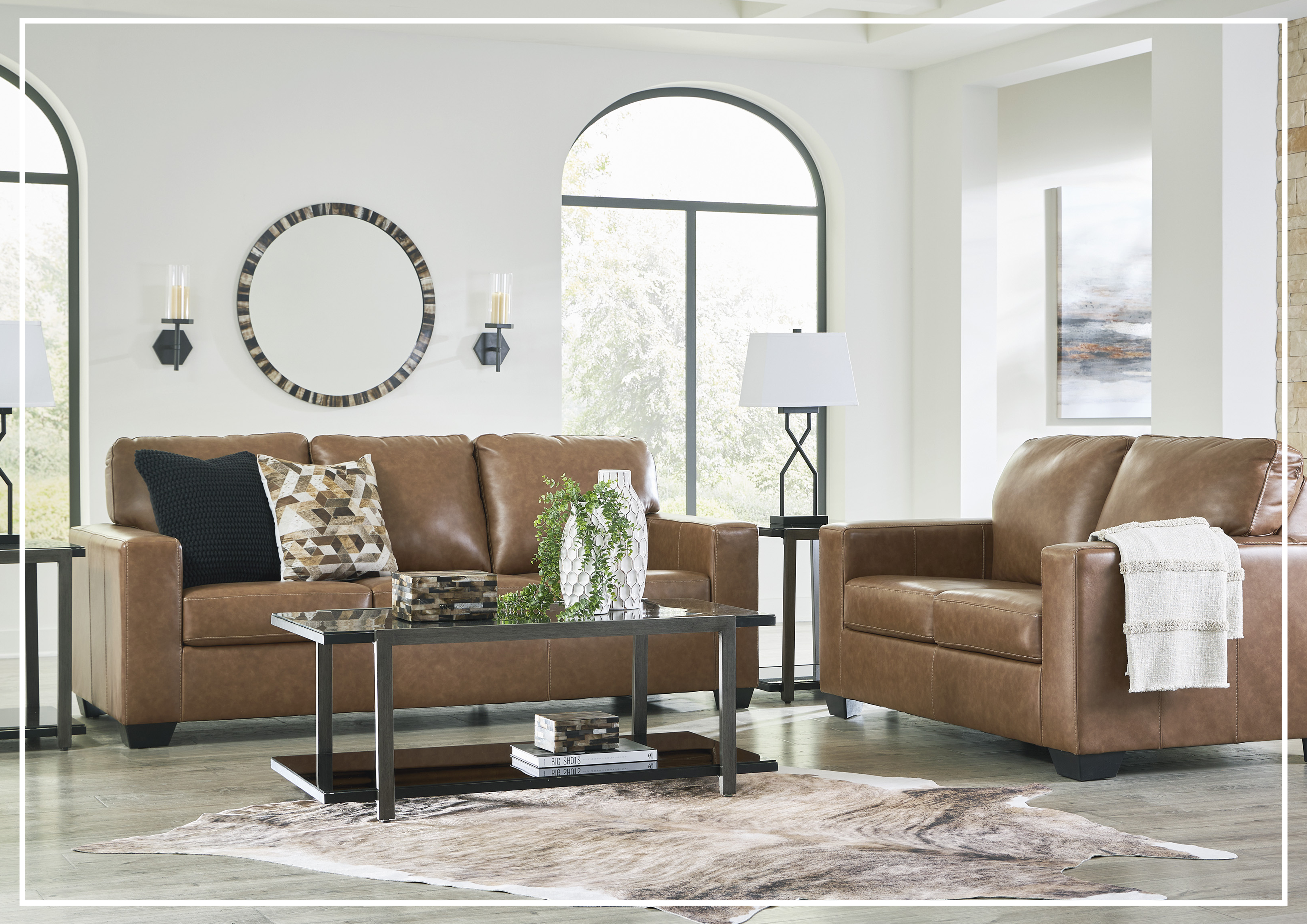 Gio Italia Bella 3-Seater Genuine Leather Sofa in Caramel Brown - Luxury Living Room Furniture for Modern Home & Office Decor