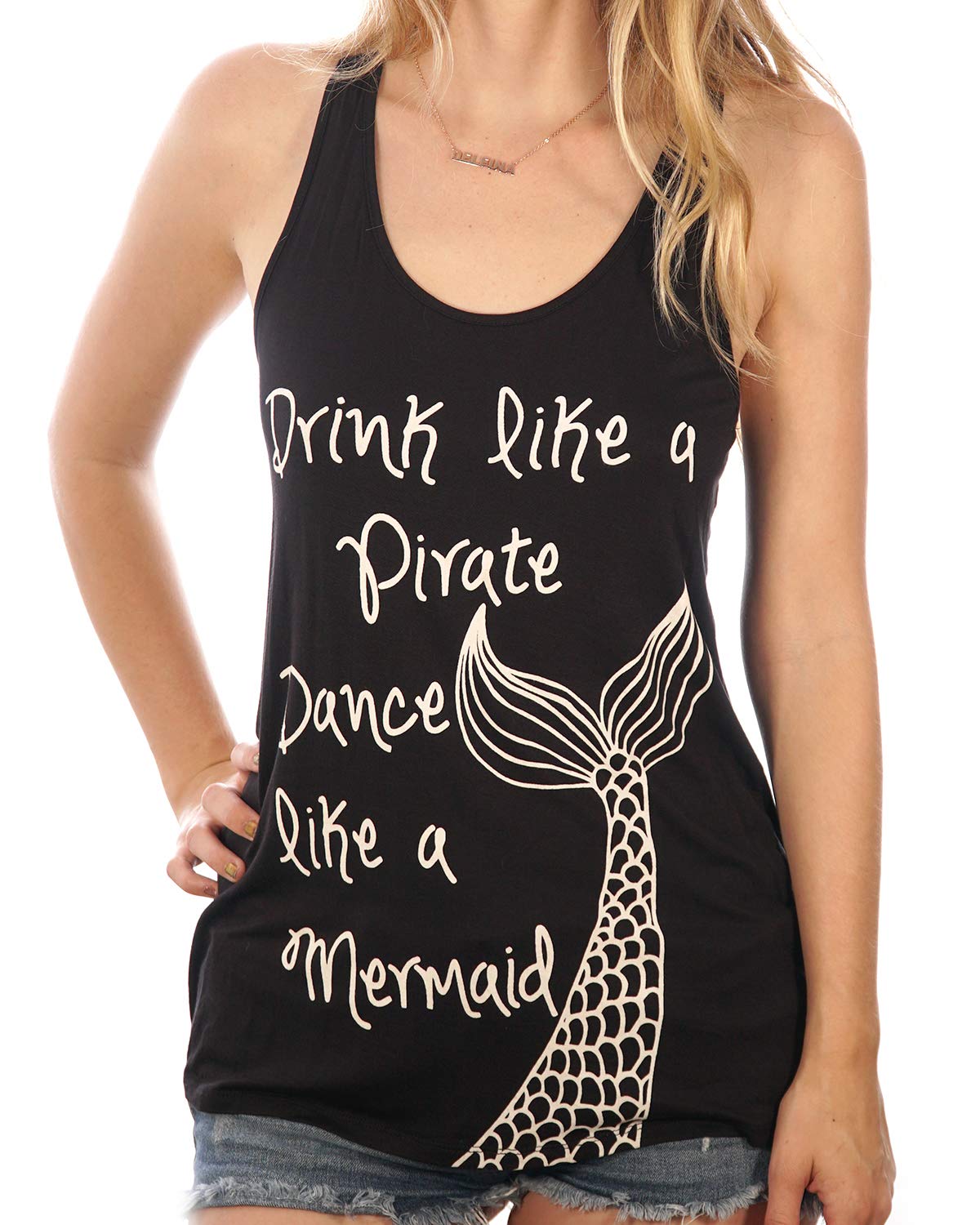 Shop Delfina Drink Like A Pirate Dance Like A Mermaid Nautical Summer Womens Top for Beach Parties and Tropical Vacations