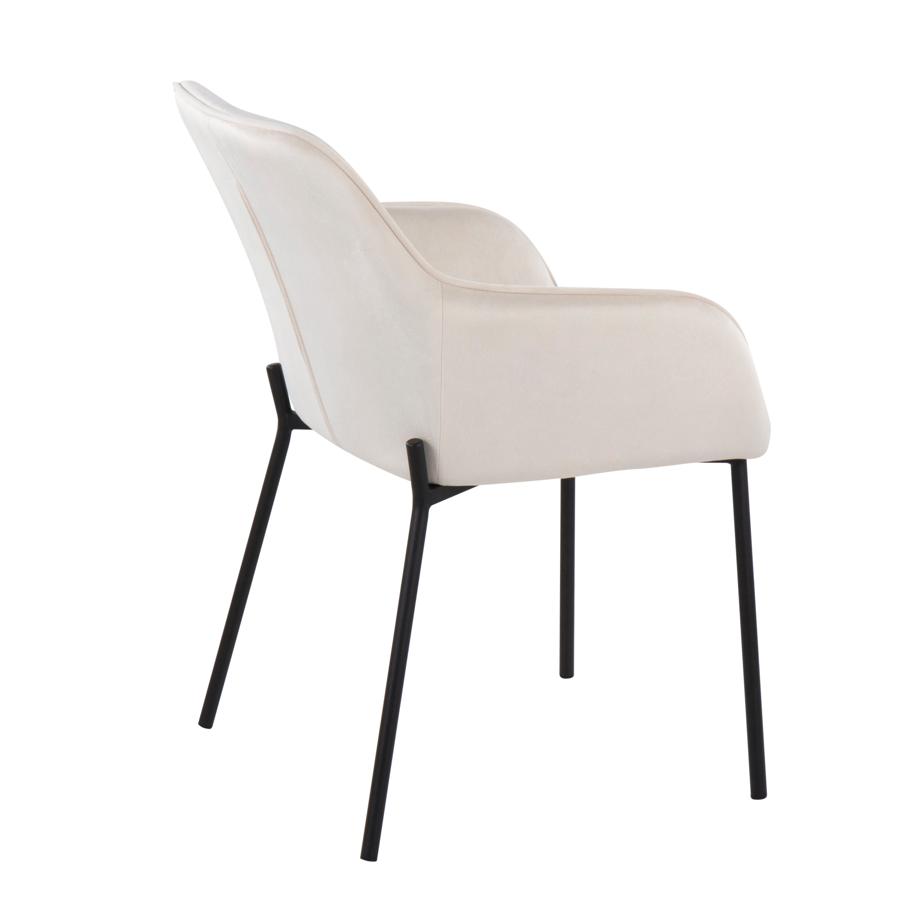 LumiSource Daniella Modern Dining Chairs - Set of 2 Black Metal & Cream Velvet Upholstered Seats for Contemporary Dining Room, Kitchen, or Breakfast Nook