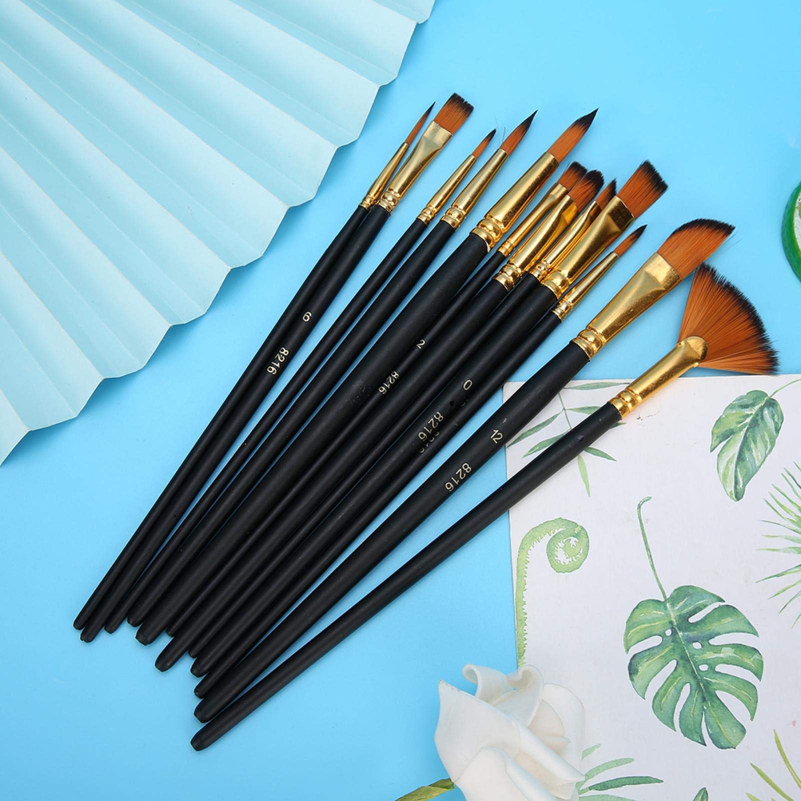 Premium Paintbrushes Set for Gouache Painting - Professional Artist Paint Brush Kit with Durable Black Handles - Ideal for Canvas, Watercolor, and Acrylic Art Projects