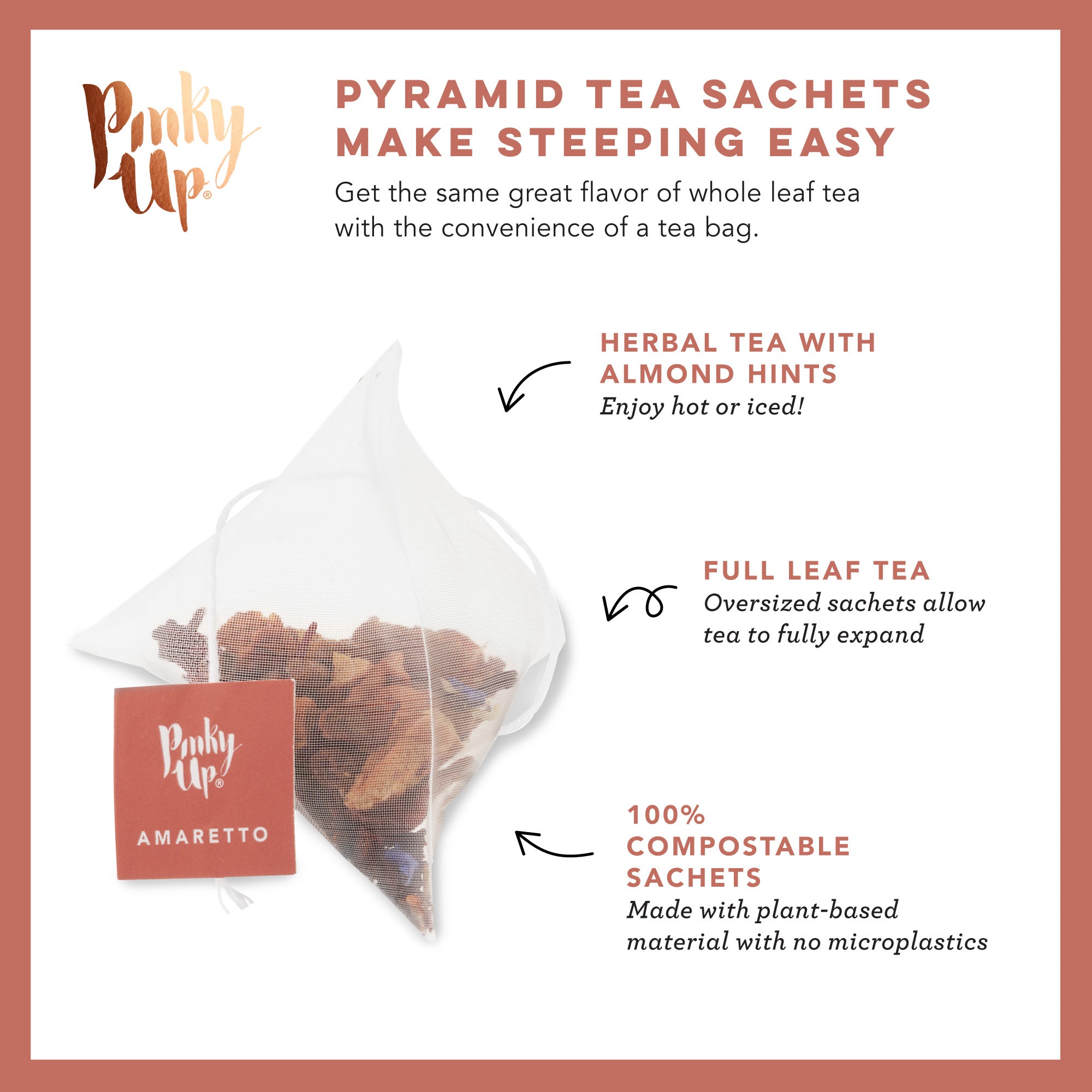 Organic Amaretto Herbal Tea Bags - 15 Count | Caffeine-Free Relaxation Tea for Stress Relief & Sleep Aid | Perfect for Evening, Meditation & Wellness Rituals