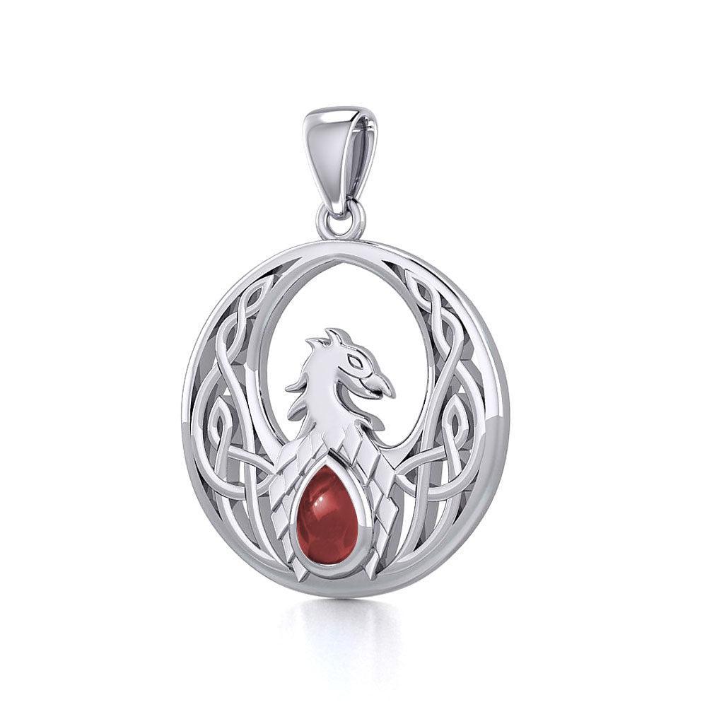 Celtic Phoenix Sterling Silver Pendant with Genuine Gemstone - Elegant Jewelry Gift for Women - Perfect for Weddings, Anniversaries & Special Occasions - TPD5719