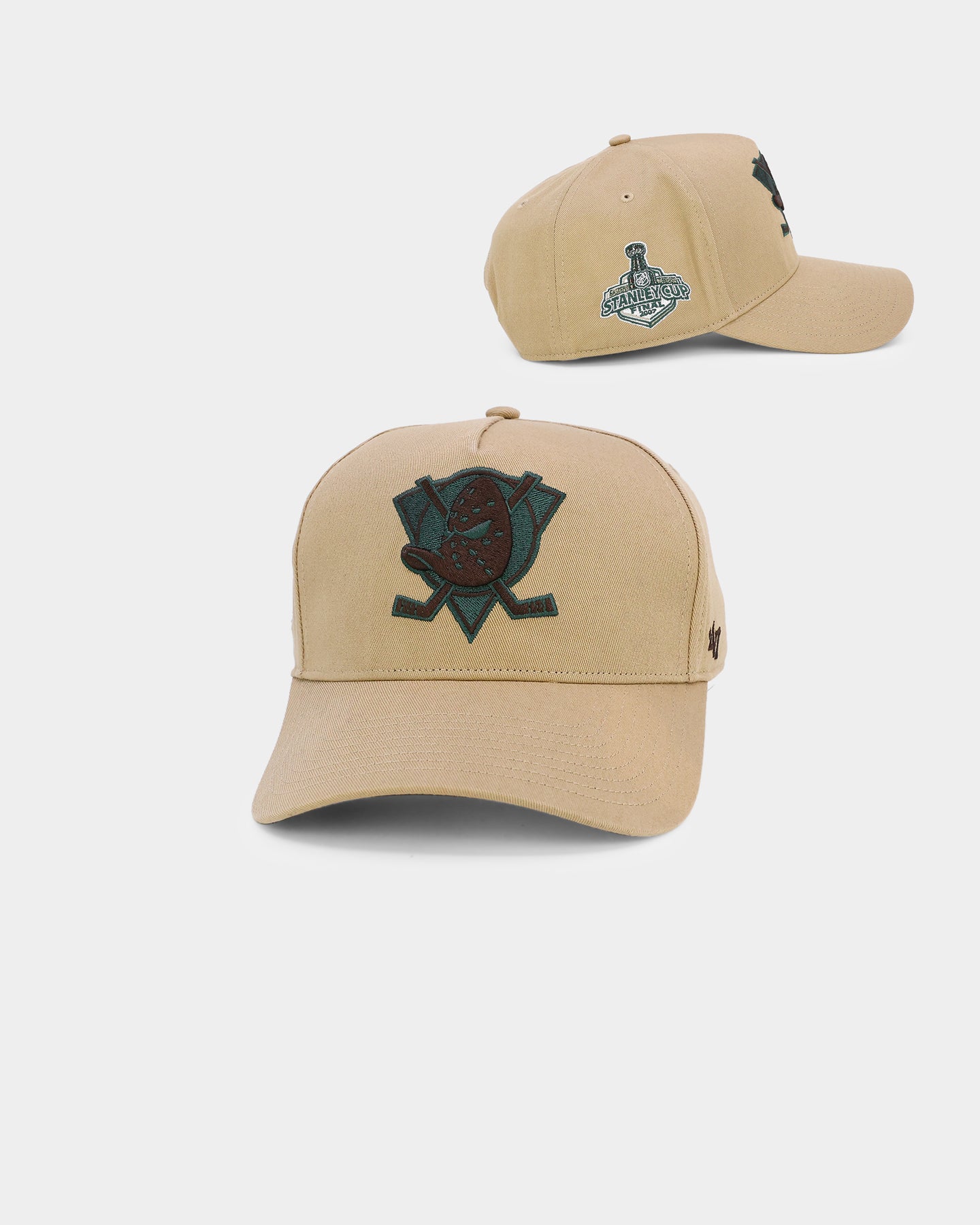 47 Brand Anaheim Ducks 'Croc Hunter' MVP DT Snapback Hat - Khaki/Dark Green Adjustable Baseball Cap for Men & Women - Perfect for Hockey Games, Outdoor Sports & Casual Wear