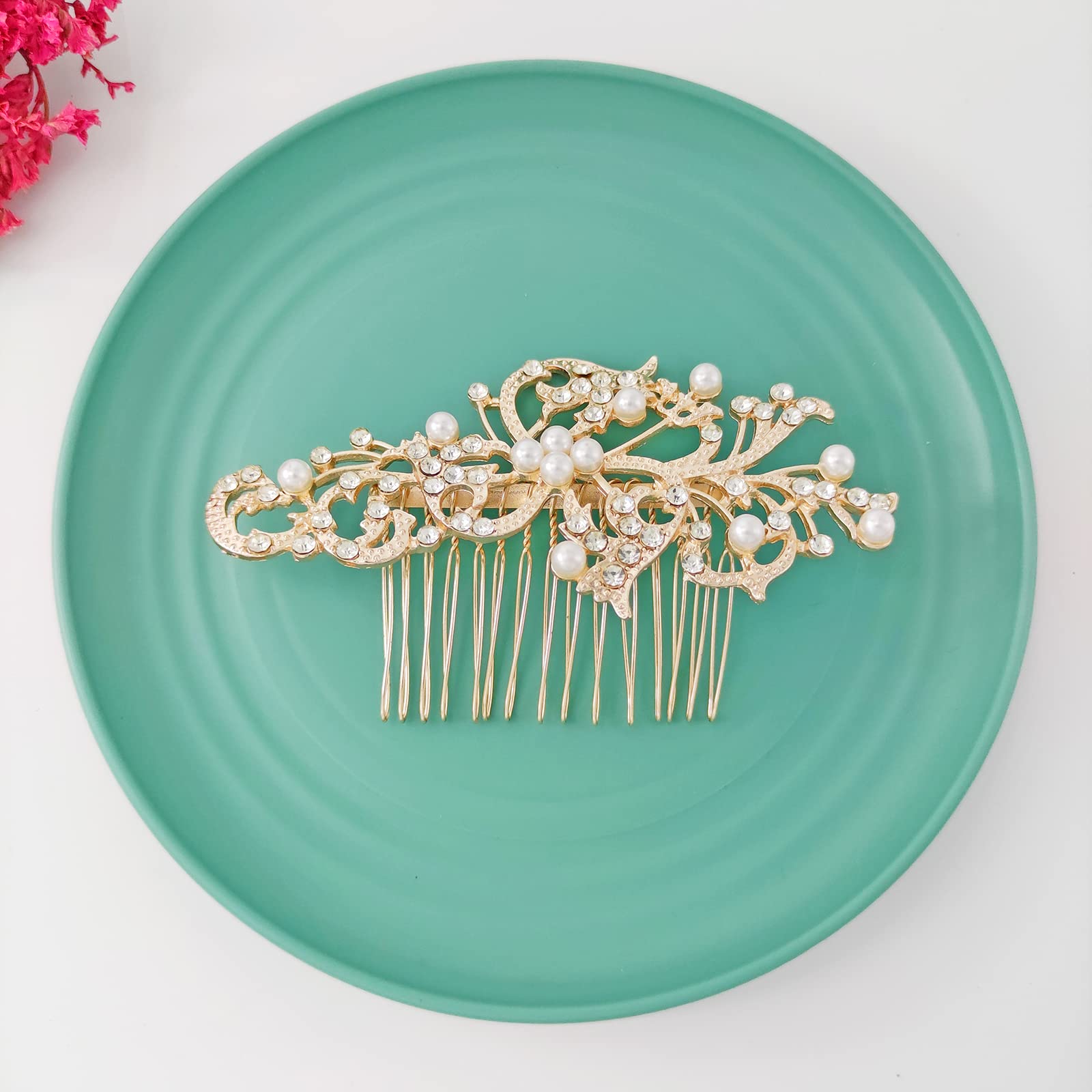 Elegant Rhinestone Pearl Bridal Hair Comb - Wedding Hair Clip Headpiece for Brides & Women | Perfect for Bridal Showers, Weddings & Formal Events - H25
