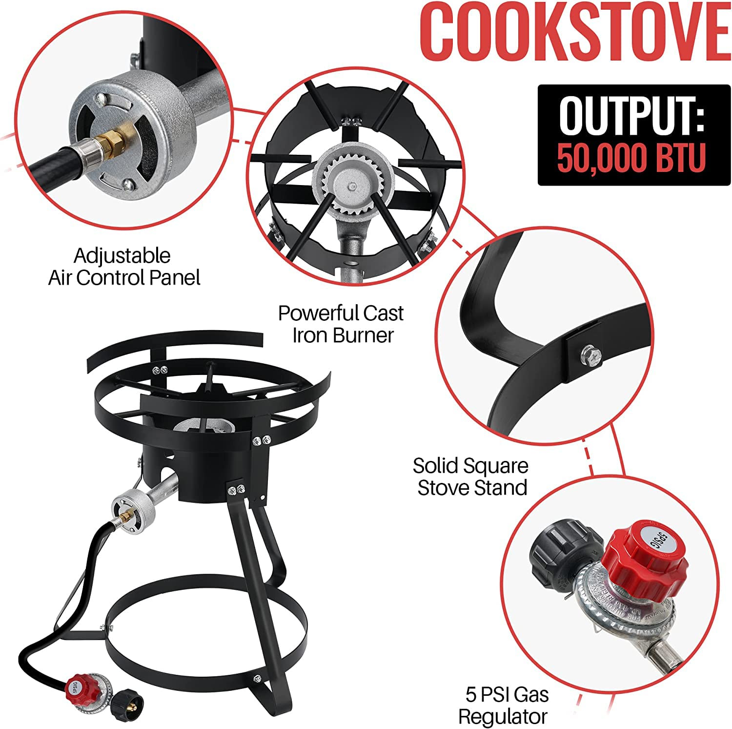 Outdoor Propane Fish Fryer Kit - 50,000 BTU Heavy Duty Aluminum Seafood Boiler with Crawfish Cooker Pot & Basket, 10 Quart Capacity - Perfect for Backyard BBQs, Camping Trips & Seafood Parties