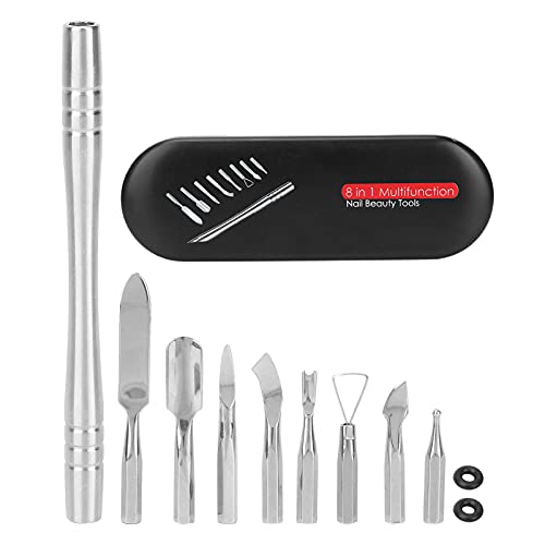 8-in-1 Professional Manicure & Pedicure Kit - Stainless Steel Nail Care Tools with Non-Slip Magnetic Handle & Storage Case - Perfect for Home Salon, Travel, and DIY Nail Care