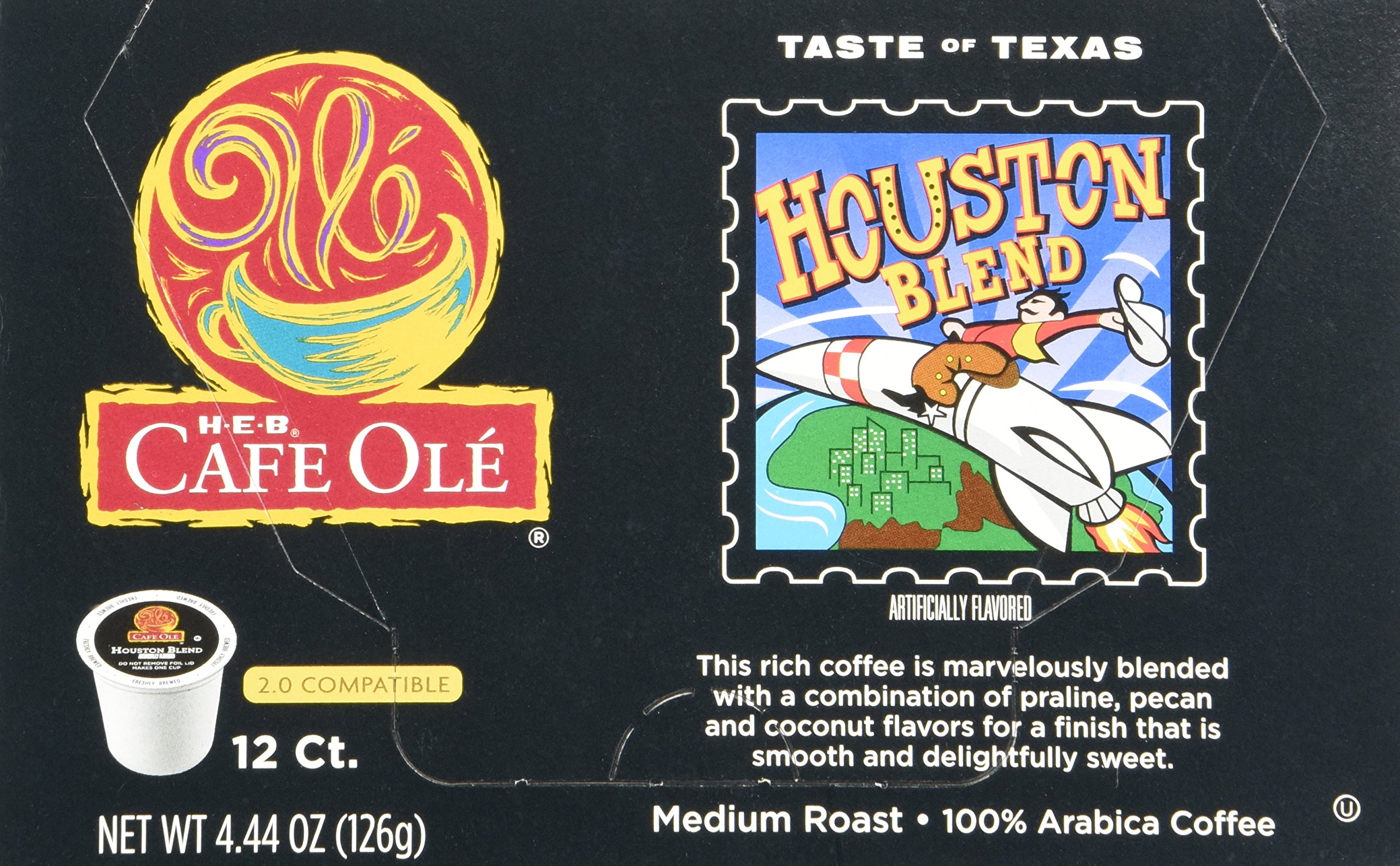 Texas Houston Blend Single Serve Coffee Cups - Cafe Ole Taste, 12 Count (Pack of 2) - Perfect for Keurig Brewers & Office Coffee Breaks