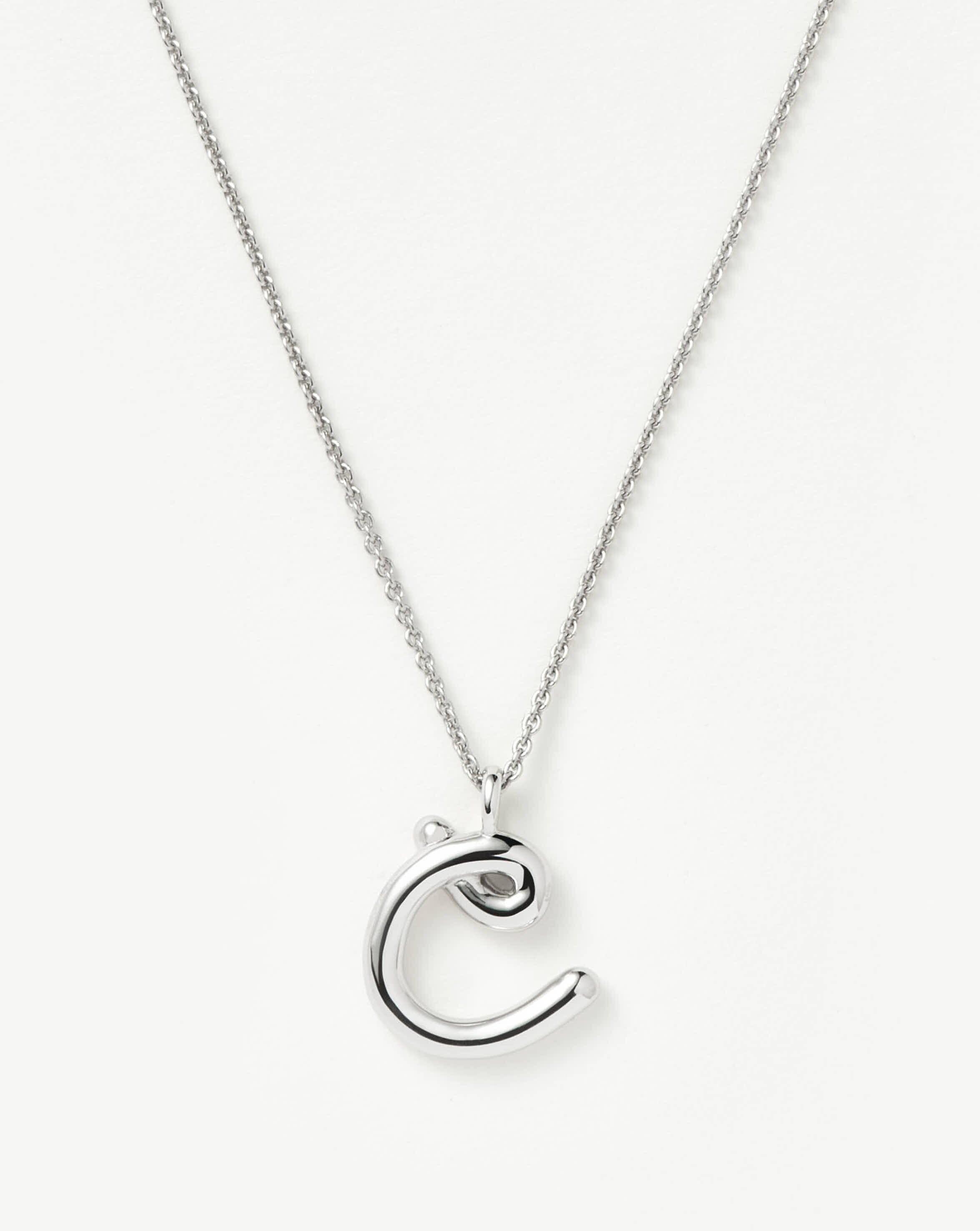 Curly Molten Initial Pendant Necklace - Personalized Sterling Silver Jewelry for Women | Gift for Her, Birthday, Anniversary, Valentine's Day