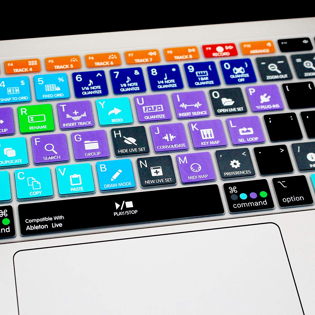 HRH Shortcut Hotkey Silicone Keyboard Cover Skin for MacBook Air 13 Inch 2018 (Model A1932) with Retina Display & Touch ID - EU/US Layout - Compatible with Ableton Live - Perfect for Music Production & Office Work