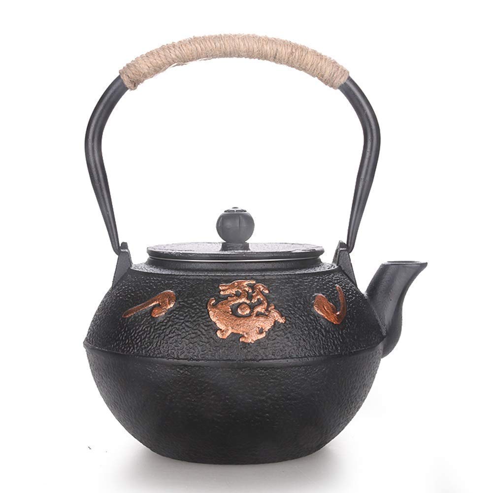 Premium Handmade Cast Iron Teapot with Stainless Steel Infuser - 1200ML Antique Tetsubin Tea Kettle for Loose Leaf Tea, Black - Perfect for Home Brewing, Tea Ceremonies & Gift Giving