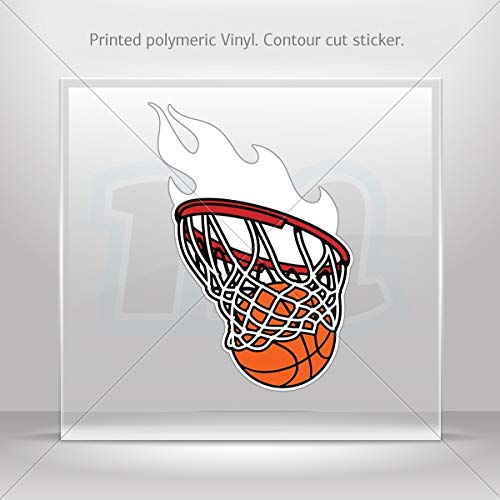 Flame Design Basketball Hoop Nets - Weatherproof Stickers for Tablet, Laptop & Sports Gear (6 x 4.29 Inches) - Perfect for Basketball Fans, Laptop Decoration & Gym Equipment Customization