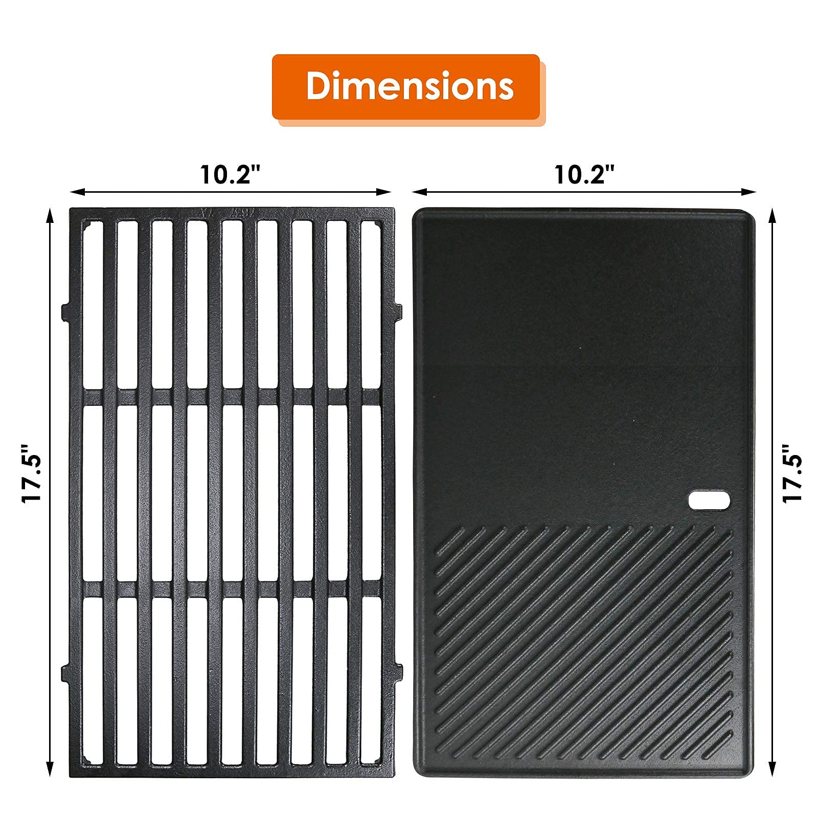 Uniflasy 7637 17.5 Inch Stainless Steel Grill Cooking Grates & Griddle with Warming Rack - Compatible with Weber Spirit 200 Series (E210, E220, S210, S220) - Perfect for Backyard BBQs, Camping & Outdoor Cooking