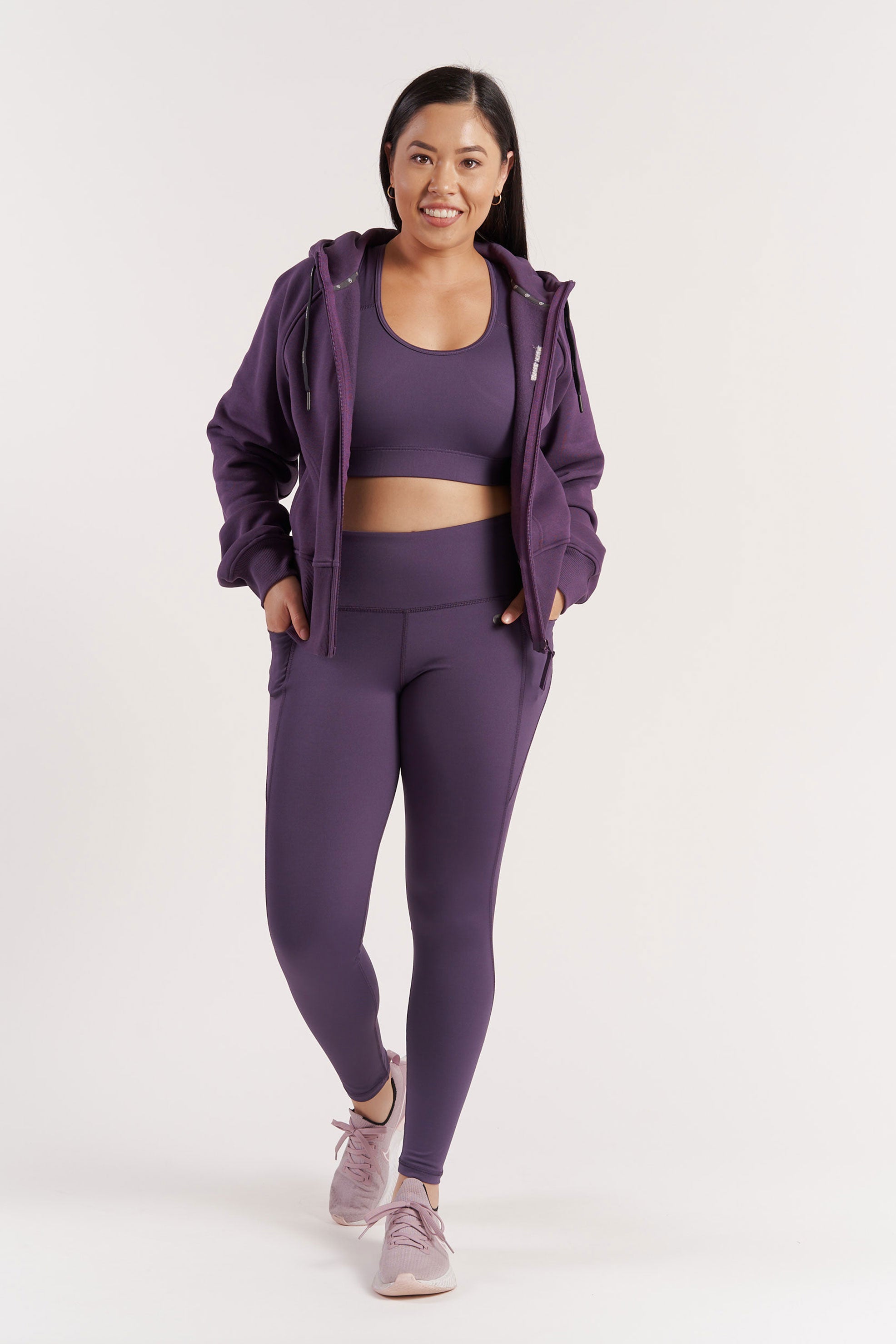 Cropped Zip Up Hoodie for Women - Blackcurrant Color, Lightweight & Stylish Pullover for Casual Wear, Gym, and Outdoor Activities