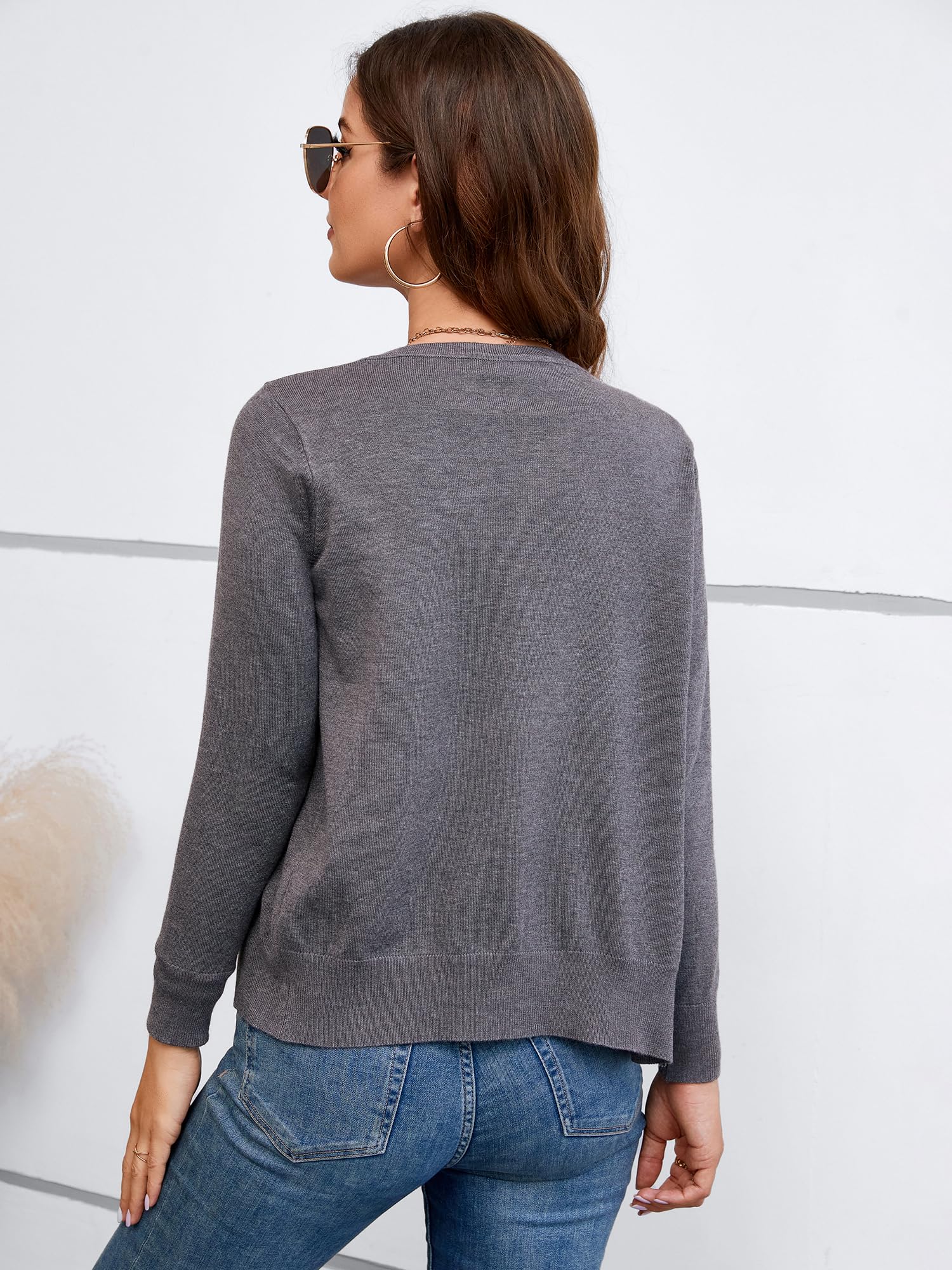 Women's Long Sleeve V-Neck Button Down Knit Cardigan - Classic Solid Color Sweater for Office, Casual Wear & Fall Layering | Cozy Winter Outfit Essential