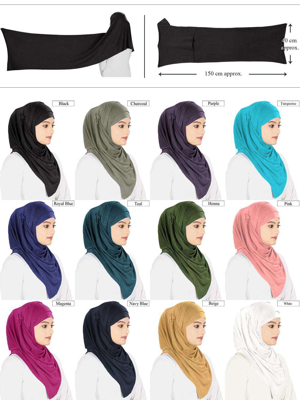 Instant Jersey Hijab with Headband - Soft Stretchy Muslim Scarf for Women - Perfect for Prayer, Work & Everyday Wear