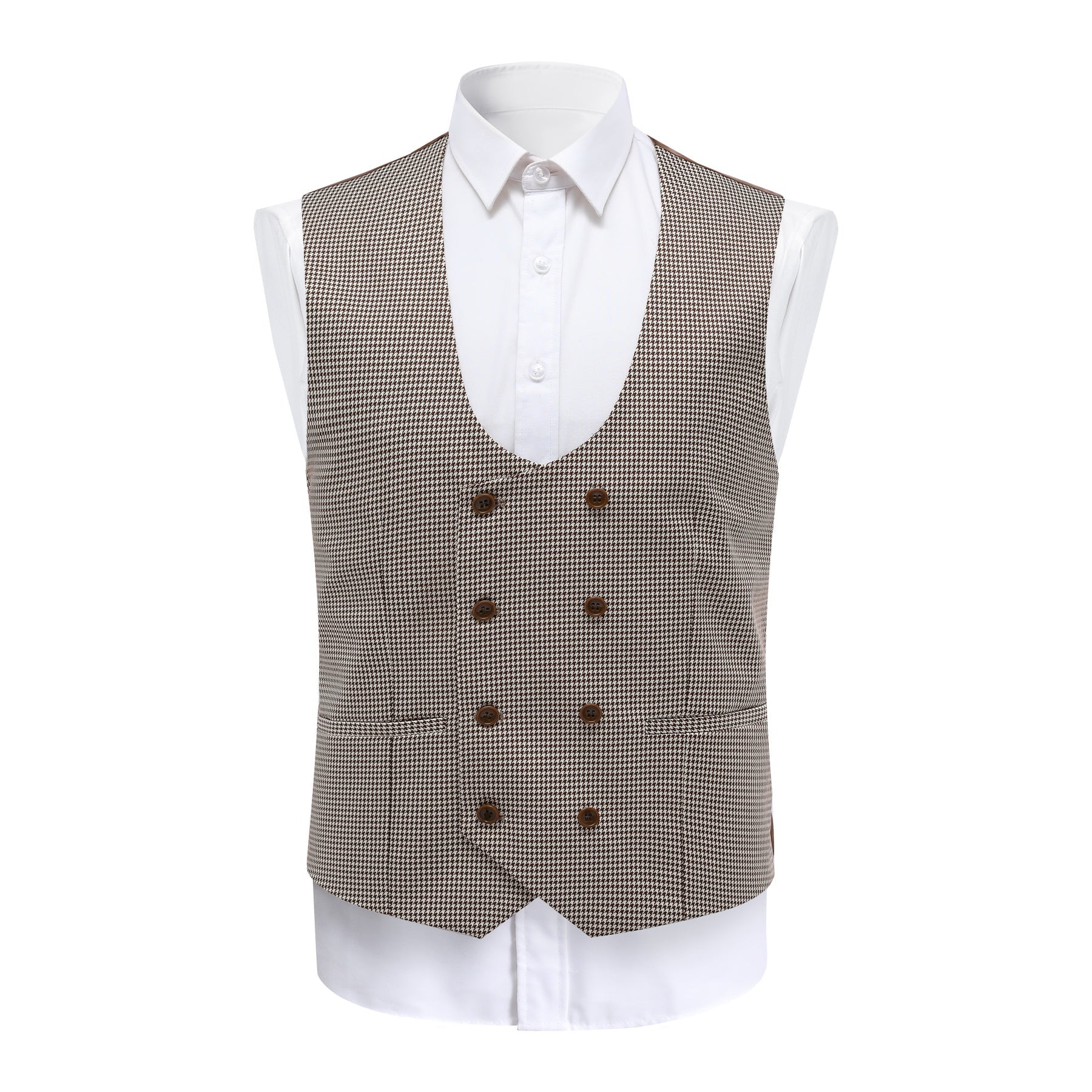 Premium 3-Piece Plaid Suit Set for Men - Stylish Coffee Brown Business Attire - Perfect for Office, Weddings & Formal Events