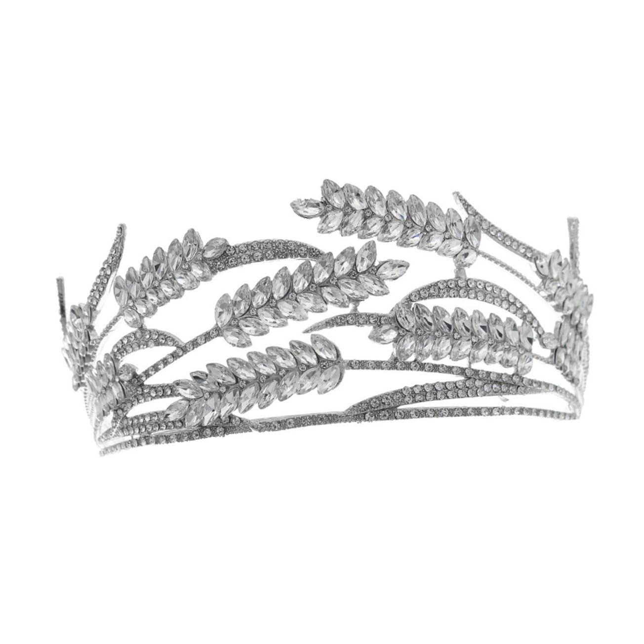 Minkissy Rhinestone Crown Tiara for Women - Bridal Wedding Headpiece, Alloy Hair Jewelry with Sparkling Crystals - Perfect for Brides, Pageants, Korean Hair Rings & Princess-Themed Events