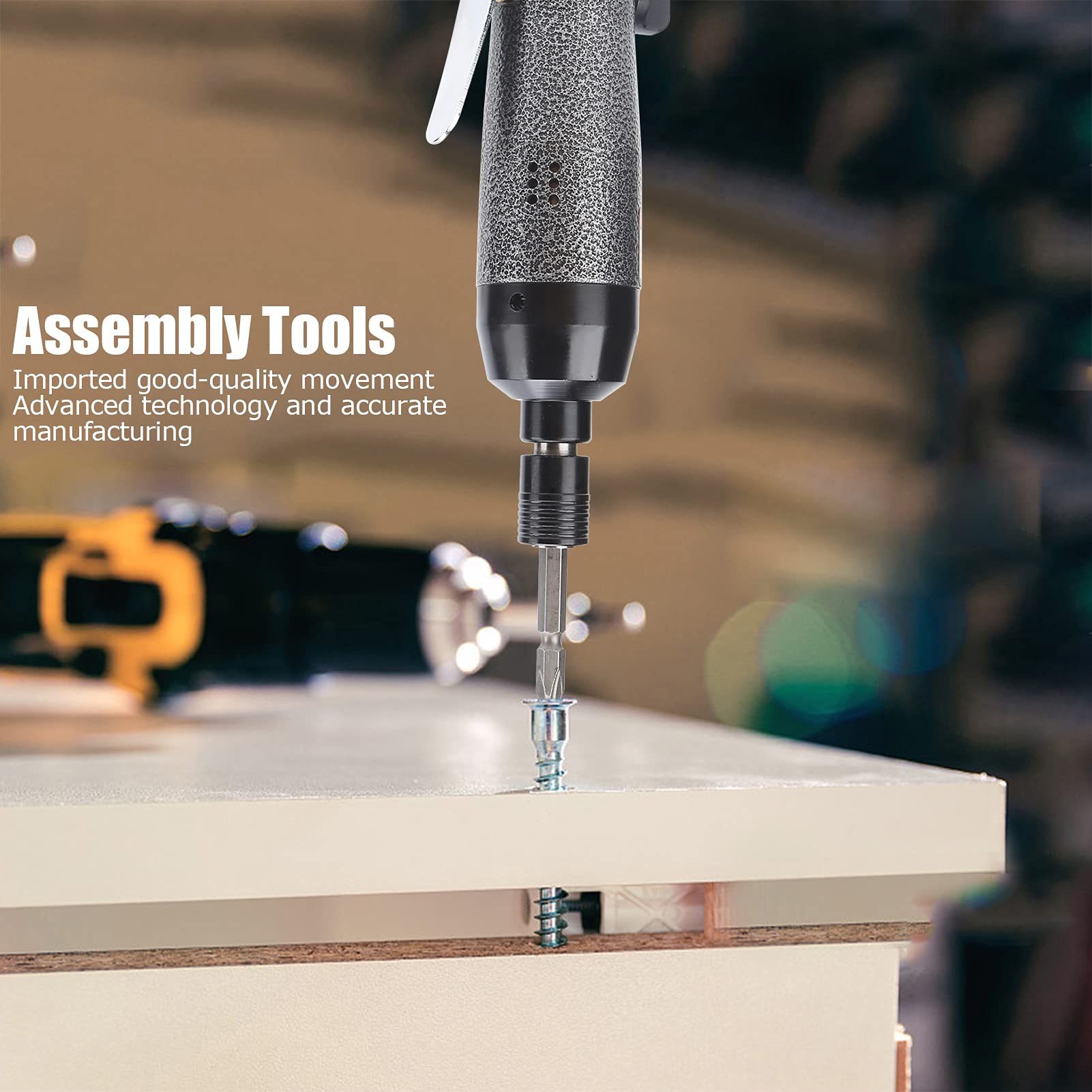 Industrial Grade Pneumatic Screwdriver - 5H KP-305K 9000RPM Straight Type Power Air Tool for Automotive Repair, Furniture Assembly & Metalworking