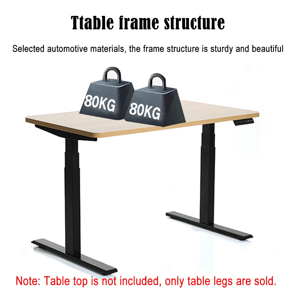 Adjustable Height Computer Desk Legs - Smart Memory Lift, Minimalist Bedroom Office Desk Frame (Desktop Not Included) - Black | Perfect for Home Office, Gaming Setup & Small Spaces