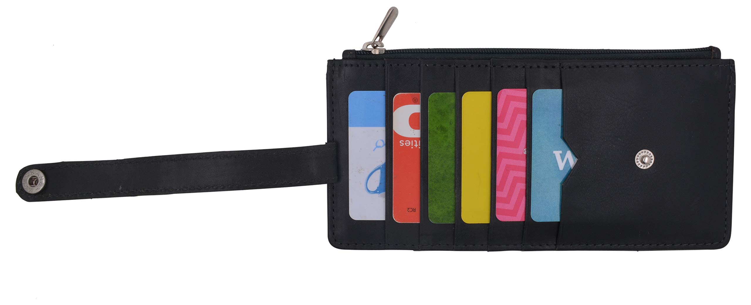 Premium Marshal Leather Slim Wallet - RFID Blocking All-in-One Card Holder with Protective Strap (Dark Green) | Perfect for Travel, Business & Everyday Use