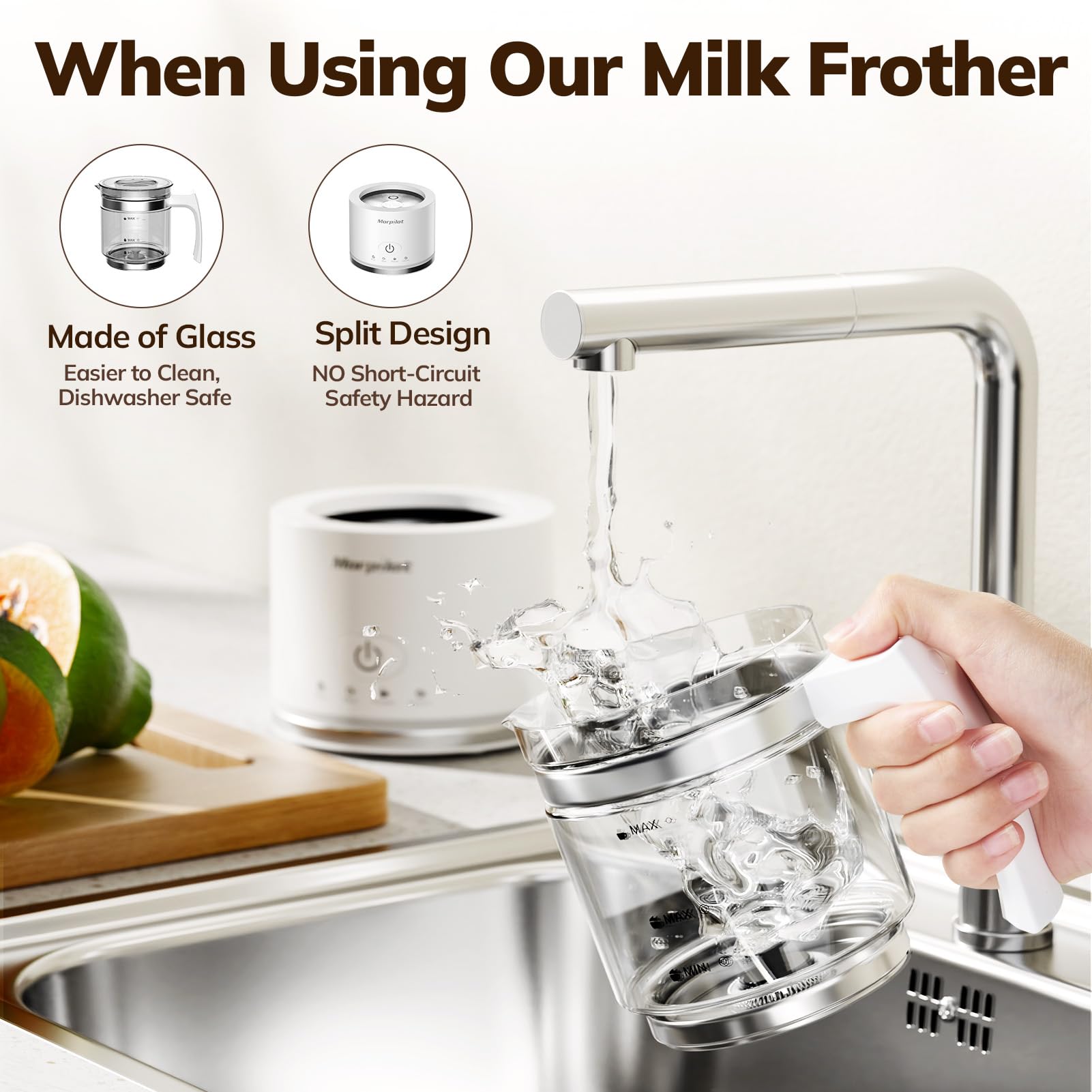 Electric Milk Frother and Steamer - 16.9oz/500ml BPA-Free Milk Frother for Latte, Cappuccino & Hot Chocolate, 4-in-1 Multifunction, Dishwasher Safe, Fast 2-Min Frothing - Perfect for Home Coffee Bars, Office Use & Gift Giving (White)