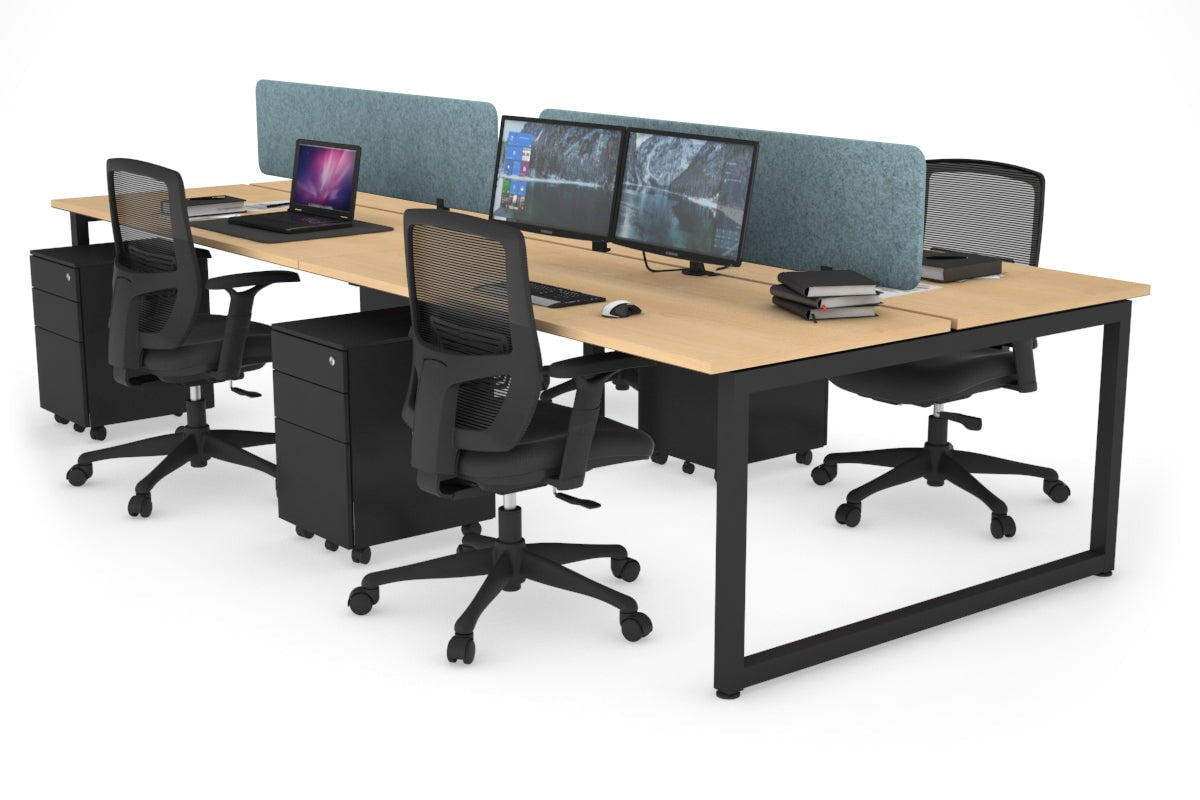 Quadro Loop Legs 4 Person Office Workstation Desk - 1800L x 700W - Modern Collaborative Workspace Solution for Team Projects & Office Meetings
