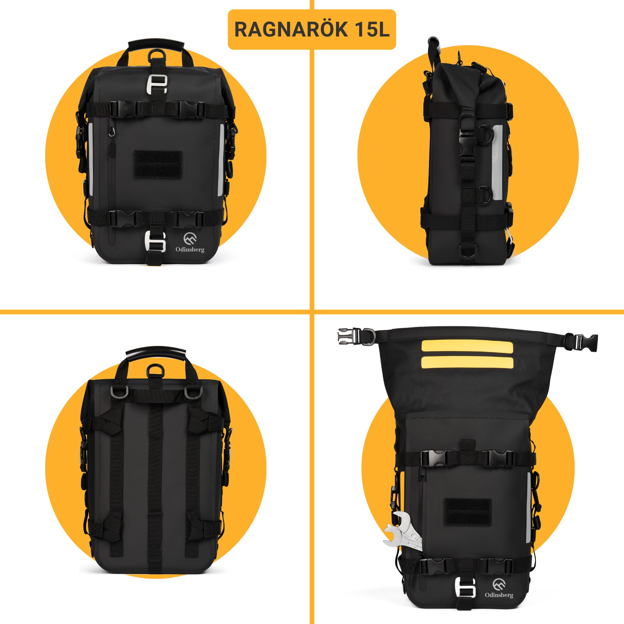 15L Waterproof Motorcycle Tail Bag - Durable Motorcycle Rear Seat Storage Backpack with Sissy Bar Straps | Perfect for Long Rides, Commuting & Adventure Travel Gear