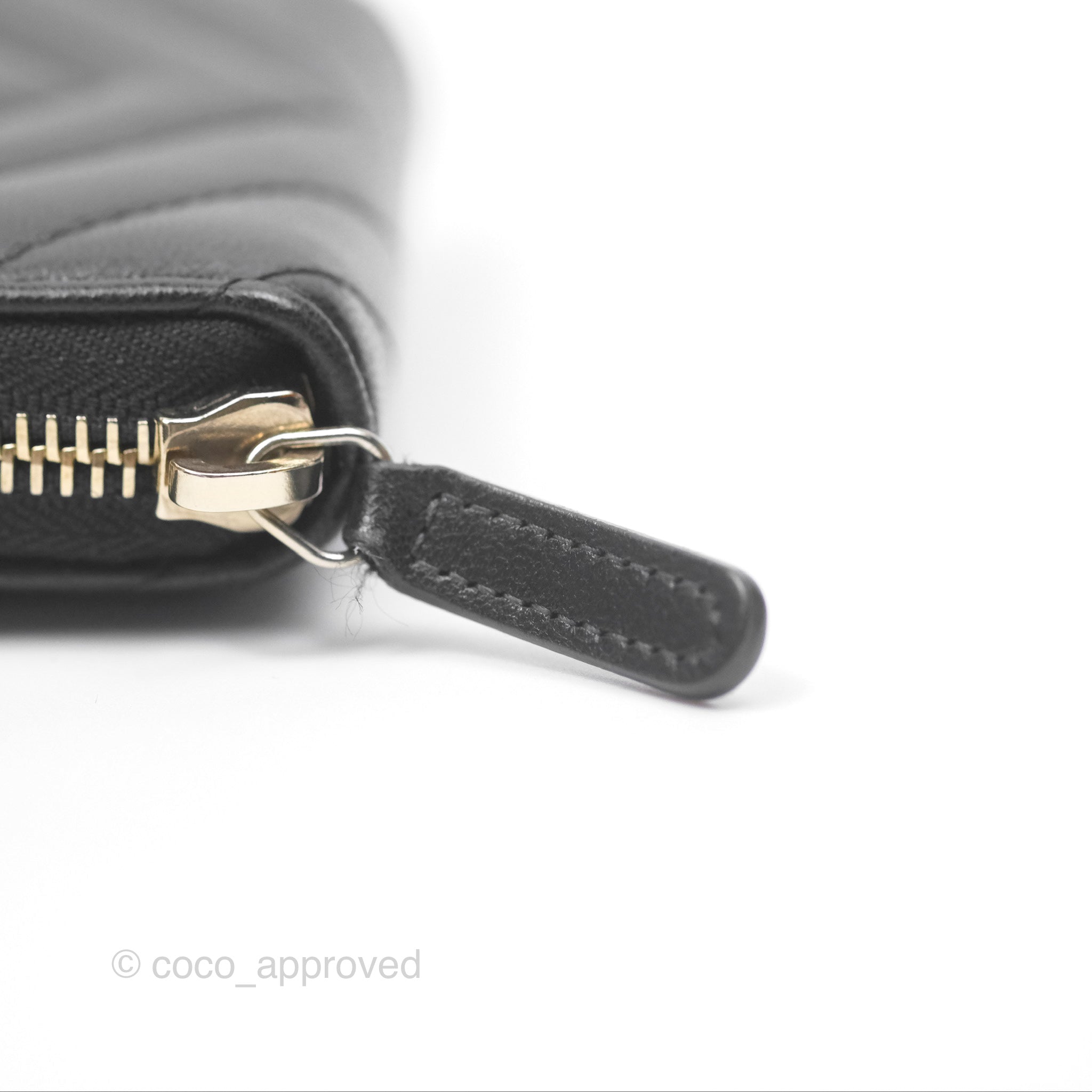 Chanel Chevron Zipped Coin Purse - Black Lambskin with Gold Hardware | Luxury Small Wallet for Women | Perfect for Parties, Travel & Everyday Use