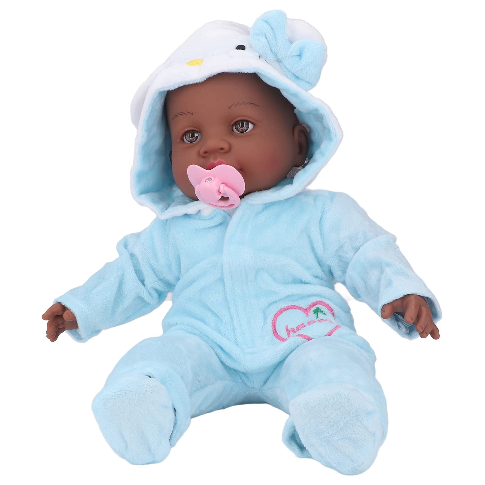RiToEasysports 16Inch Realistic Black Baby Doll - Lifelike Soft Vinyl Reborn Infant with Pacifier, Perfect Gift for Birthdays & Collectors | Nursery Decor, Photography Prop, Emotional Support Toy
