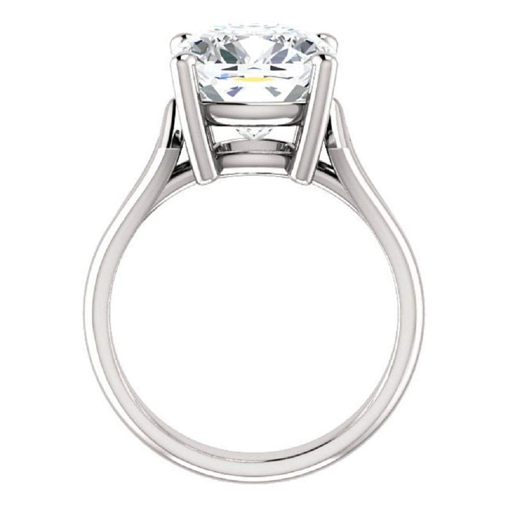 5.00Ct Cushion Cut Forever One Moissanite Solitaire Ring - 925 Sterling Silver Engagement Ring for Women - Perfect Wedding Gift, Anniversary Present & Everyday Luxury Jewelry - Ideal for Proposals, Bridal Sets & Special Occasions