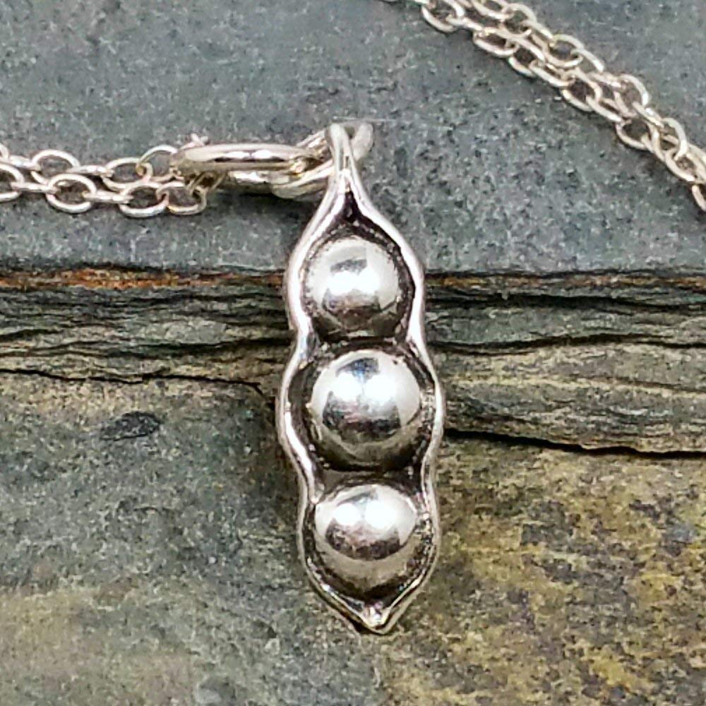 Sterling Silver Three Peas in a Pod Charm Necklace - 18 Inch Dainty Jewelry for Women, Gift for Mom Sister Daughter - Perfect for Birthdays, Anniversaries & Everyday Wear