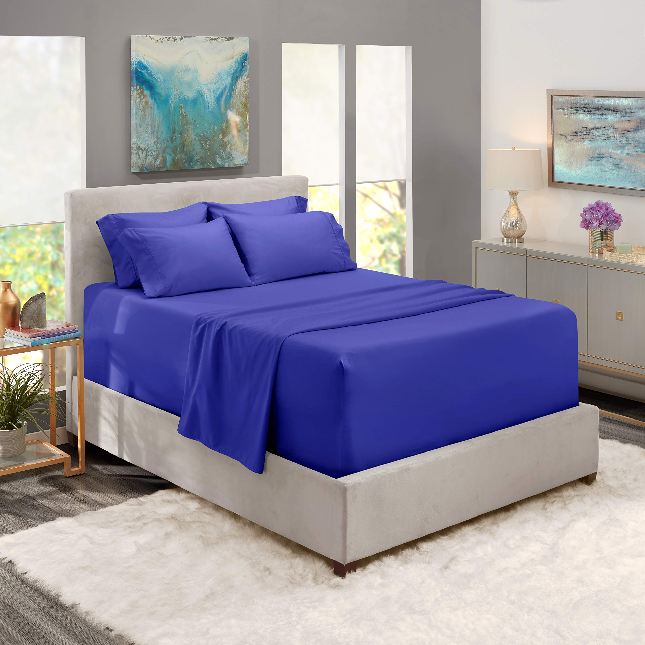 Luxury 800 Thread Count 100% Cotton 6-Piece Bed Sheet Set - Super Soft Sateen Weave Deep Pocket (12