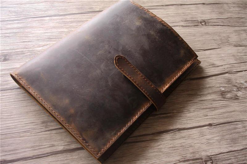 Premium Brown Genuine Leather iPad Pro Case with Apple Pencil Holder - Custom Name Engraving - Perfect for Work, Travel & Home Office Use