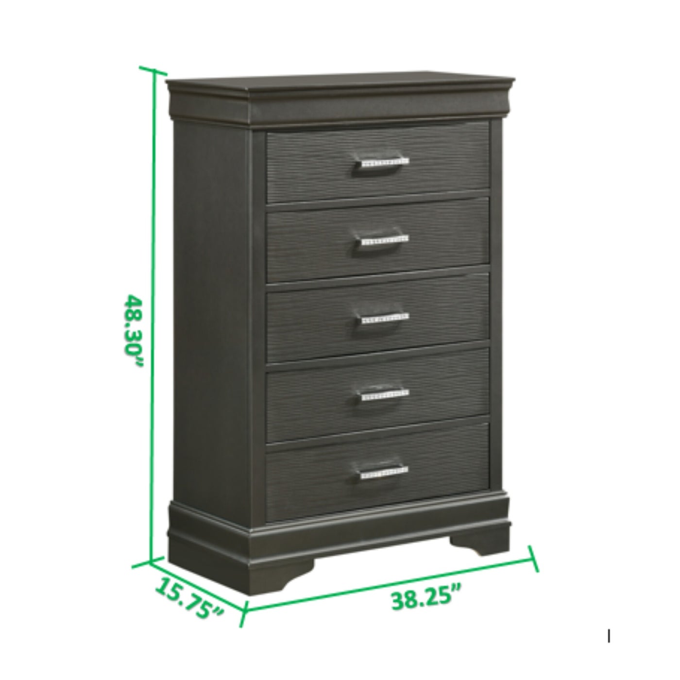 Brooklyn Bedroom Chest - 5 Drawer Wooden Dresser for Bedroom Storage, Organizer for Clothes & Accessories | Perfect for Master Bedroom, Guest Room & Dorm Furniture