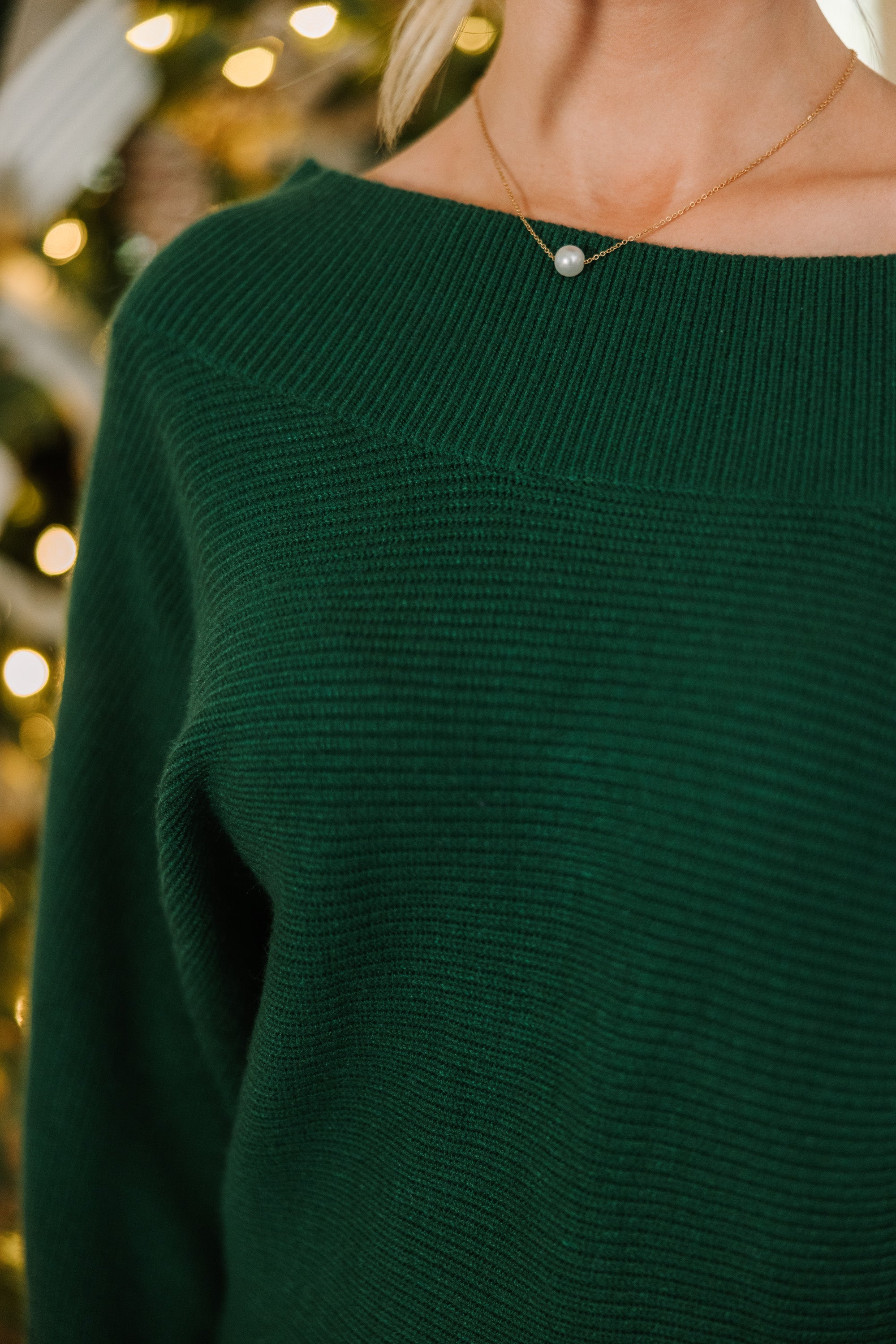 All On You Emerald Green Off Shoulder Sweater | Women's Casual Knit Pullover | Perfect for Date Night & Fall Layering