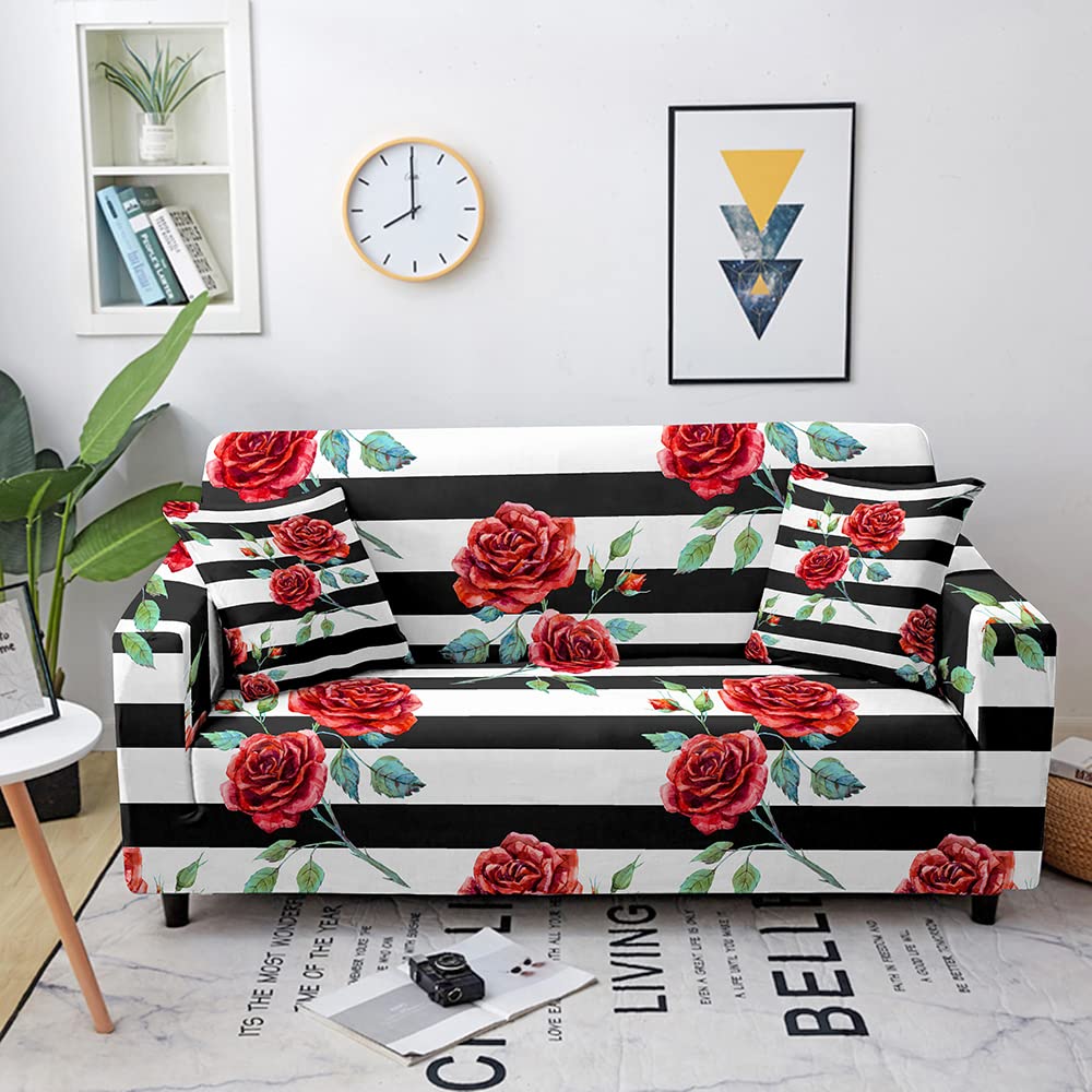 Valentine's Day Love Heart Elastic Sofa Cover - Water Resistant Reversible L-Shaped Sectional Couch Cover for Living Room (190-230cm, Red) - Perfect for Home Decor, Furniture Protection & Romantic Gift Giving