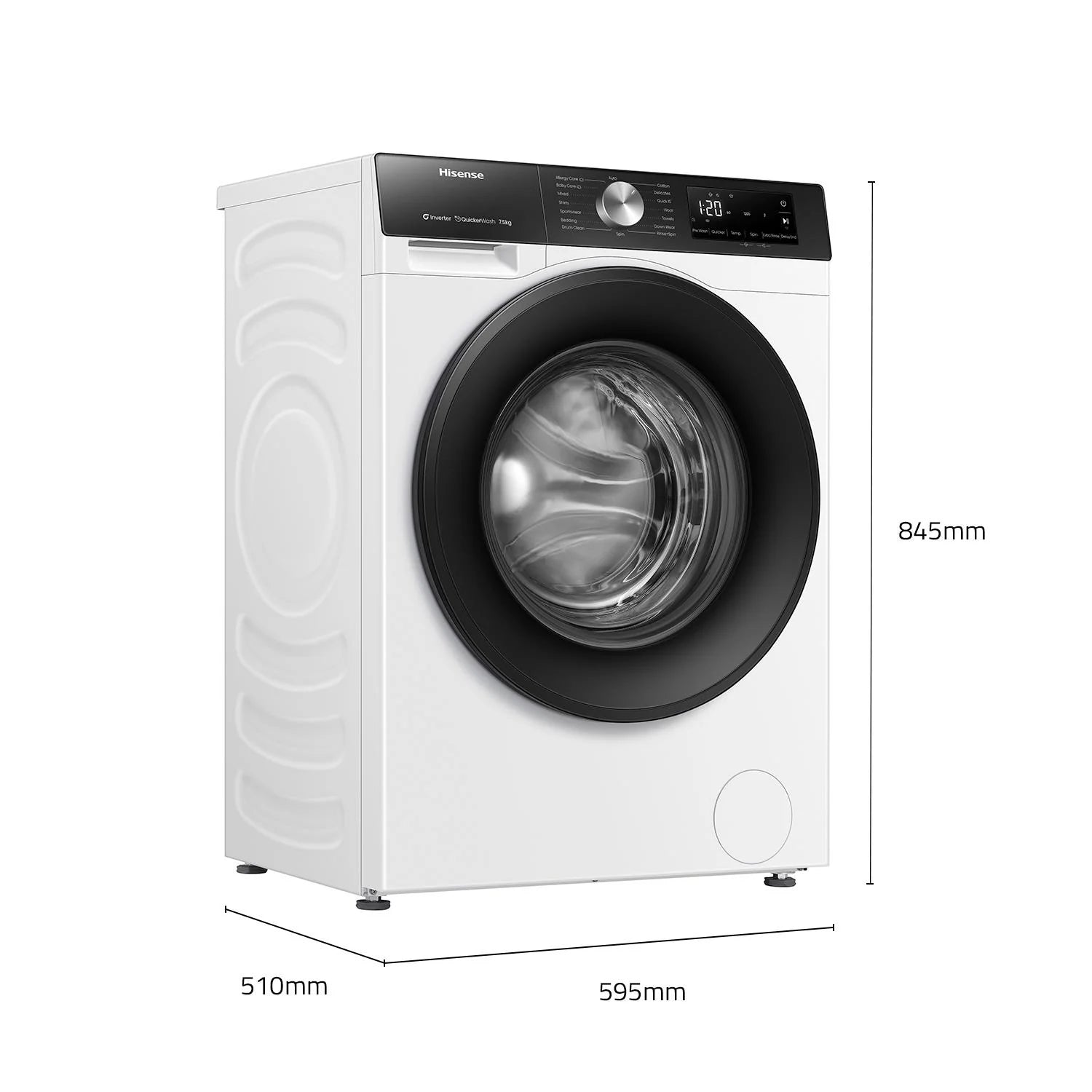 Hisense HWFS7514S 7.5kg Front Load Washing Machine - Energy Efficient, Quiet Operation with 3 Year Warranty - Perfect for Apartments, Small Homes & Laundry Rooms