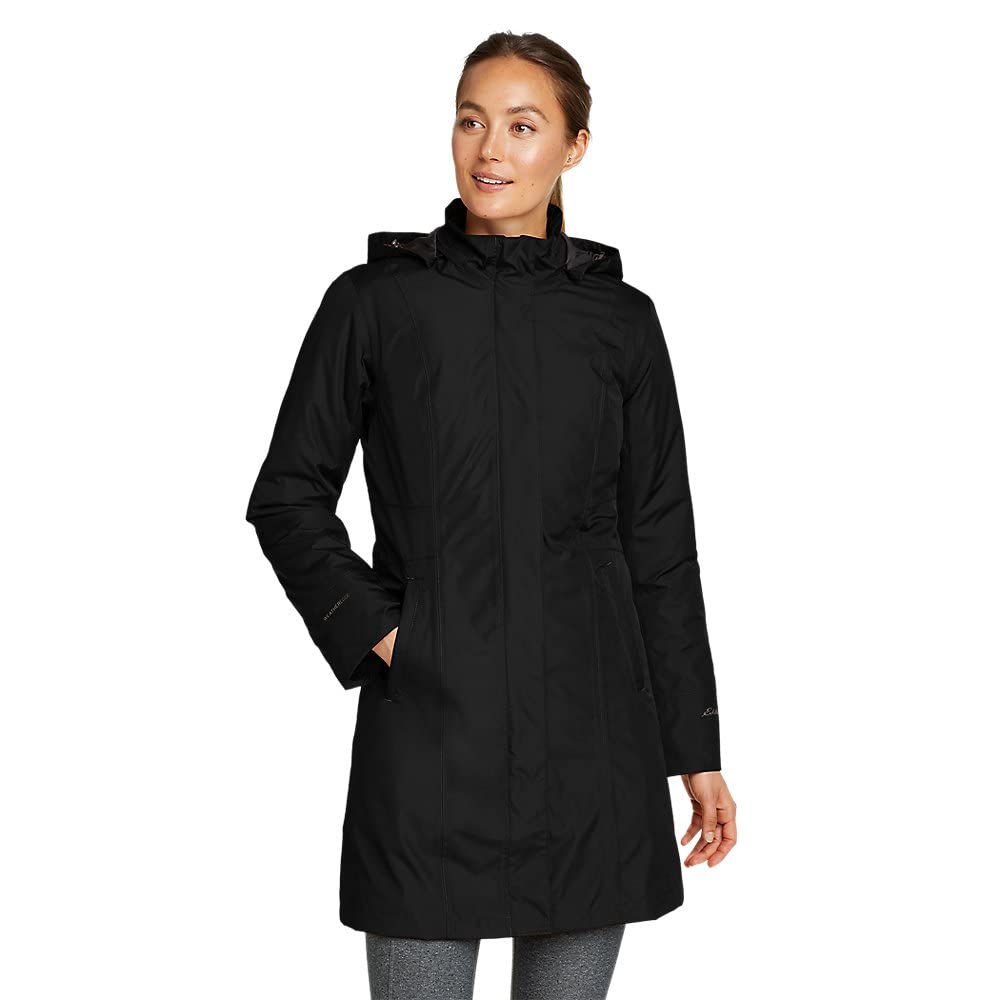Eddie Bauer Women's Insulated Trench Coat - Waterproof Winter Jacket for Cold Weather, Windproof Long Coat with Hood for Outdoor Activities, Travel & Commuting