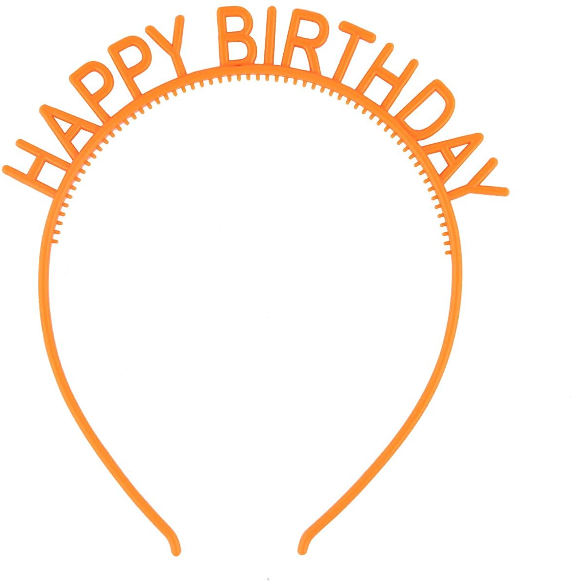 Happy Birthday Hair Hoop for Girls - Orange Plastic Party Headband with Teeth - Pack of 1 - Perfect for Birthday Parties, Costumes & Celebrations