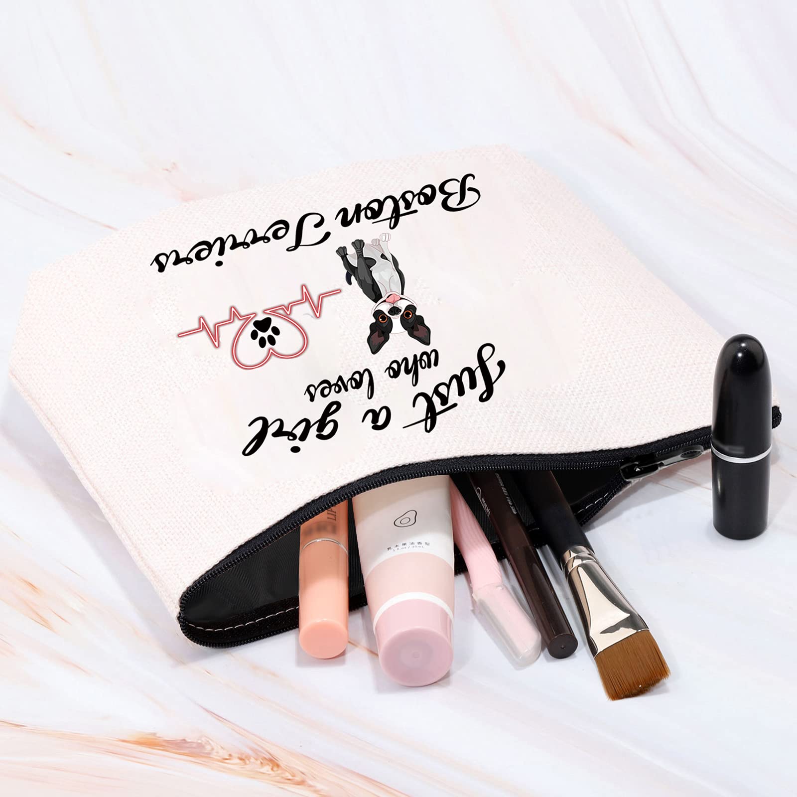 Boston Terrier Makeup Bag for Women | Cute Cosmetic Pouch with Zipper | Perfect Travel Toiletries Organizer | Ideal Gift for Boston Terrier Lovers | Great for Travel, Gym & Daily Use