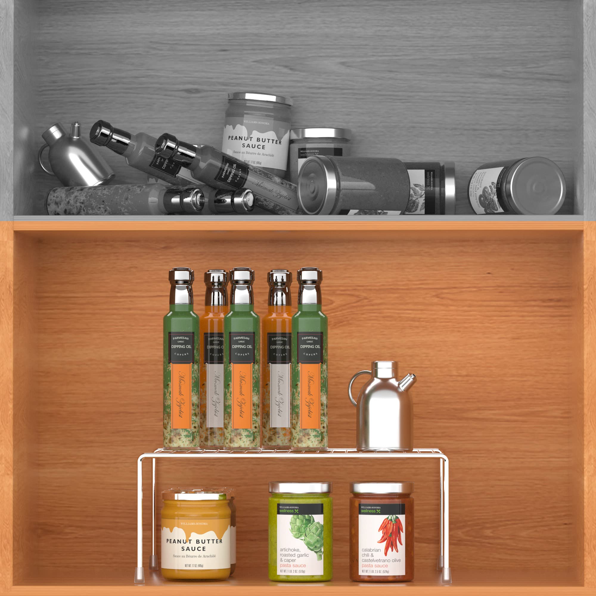 iPEGTOP 6-Pack Medium Kitchen Cabinet Shelf Organizer (13 x 9.4 Inch) - Rustproof Wire Storage Rack for Bathroom, Pantry & Countertop Organization - Space Saving Shelves for Utensils, Spices & Kitchen Supplies - Perfect for Small Apartments & Cluttered Cabinets