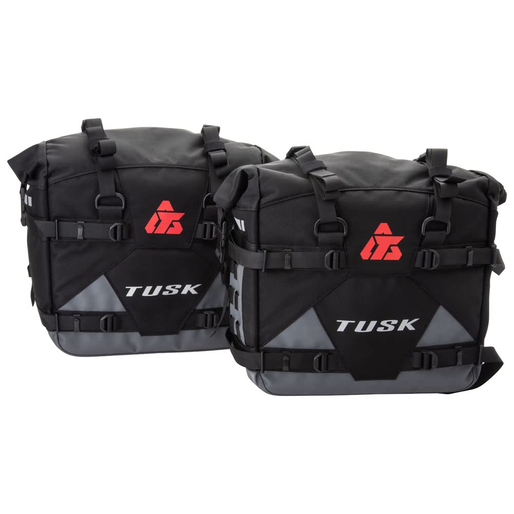 Tusk Pannier Racks with Tusk Pilot Pannier Bags - Black/Grey - Compatible with Suzuki DR650S (2015-2023) - Motorcycle Luggage System for Adventure Touring & Off-Road Riding
