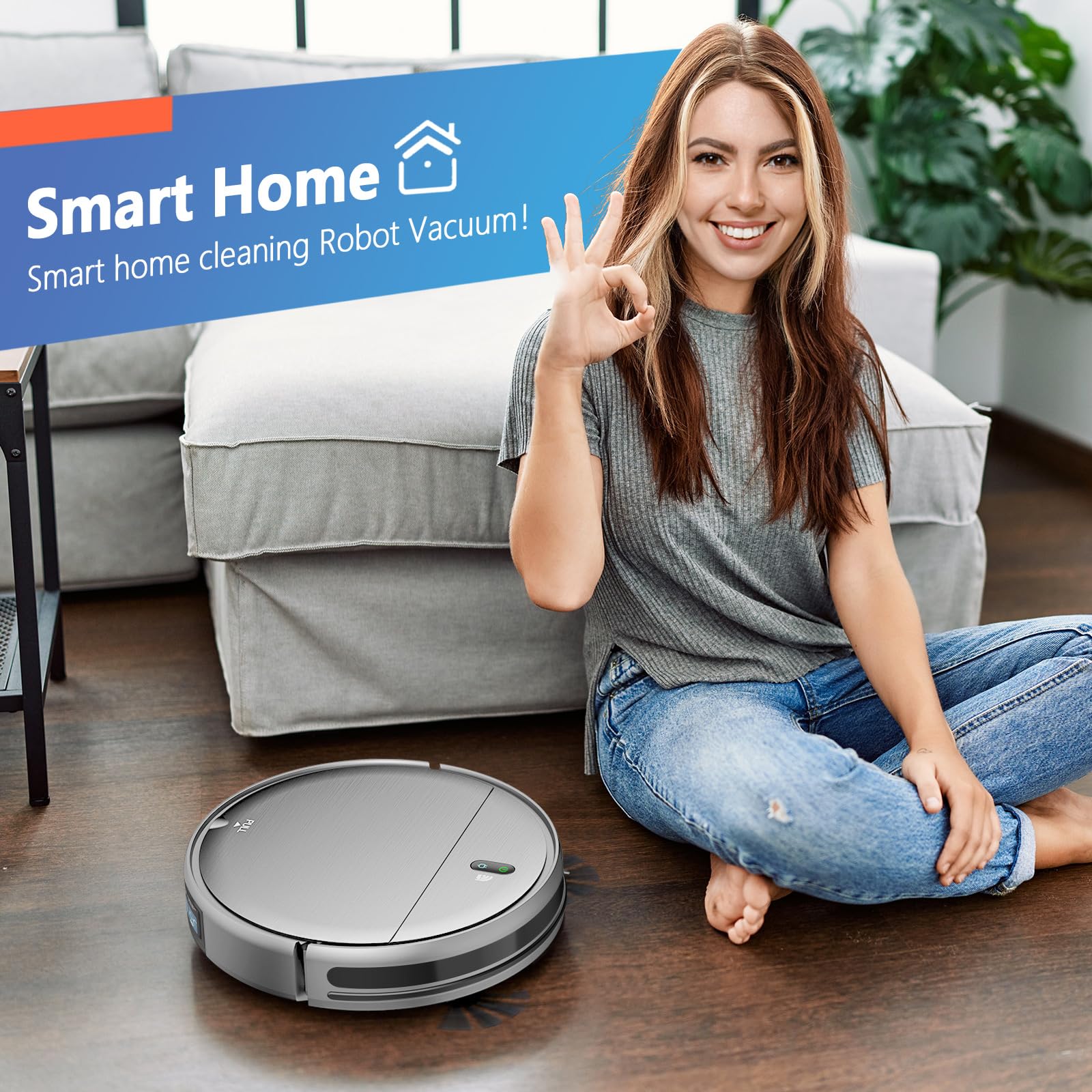 Smart Robot Vacuum and Mop 2-in-1 - WiFi/App & Voice Control, Self-Charging, Slim Design with Water Tank & Dustbin - Perfect for Hard Floors, Pet Hair, Carpets - Ideal for Home Cleaning & Pet Owners