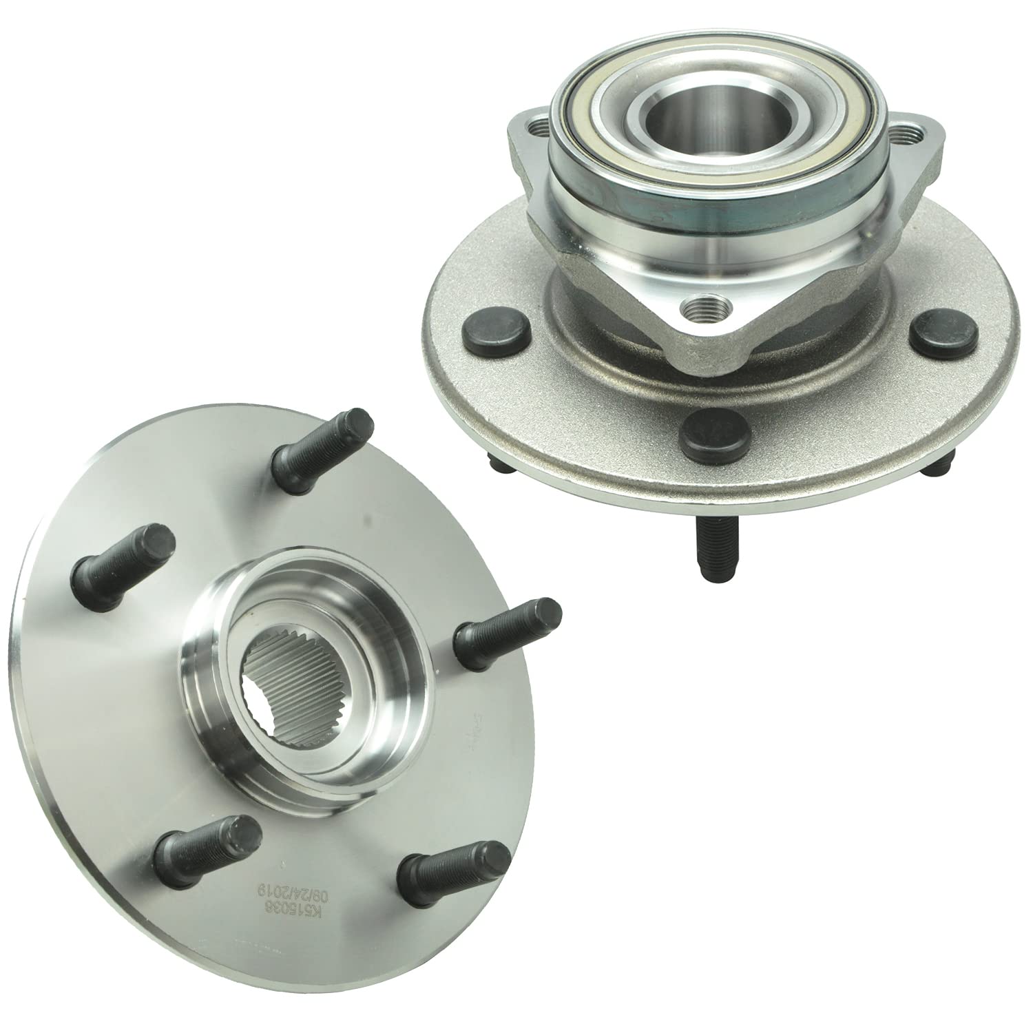 Detroit Axle - 4WD Front Wheel Bearing Hub Assembly Set for 2000-2001 Dodge Ram 1500 (with 2-Wheel ABS) - Replacement Pair for Smooth Off-Road & Towing Performance