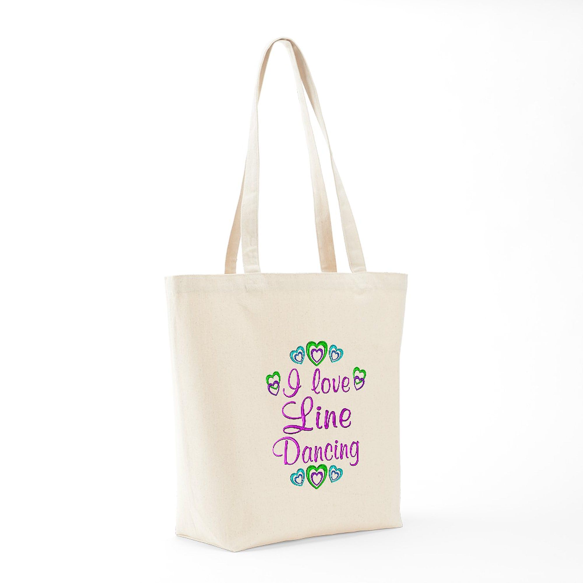 Love Line Dancing Tote Bag - Natural Canvas Reusable Shopping Bag for Groceries, Beach & Dance Classes | Eco-Friendly Cotton Tote with Long Handles