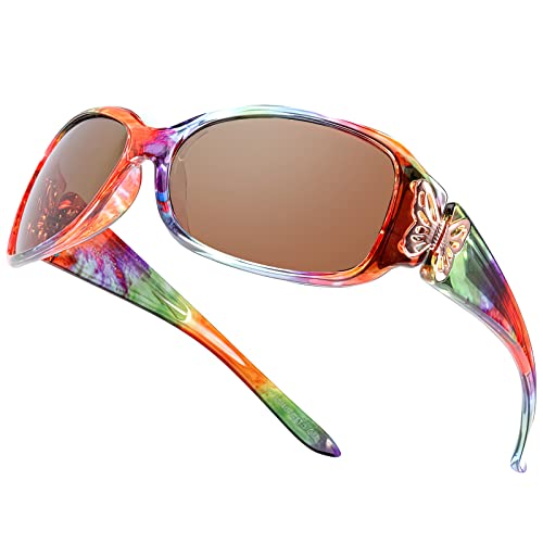 A02 Rainbow Floral Frame/Polarized Brown Lens