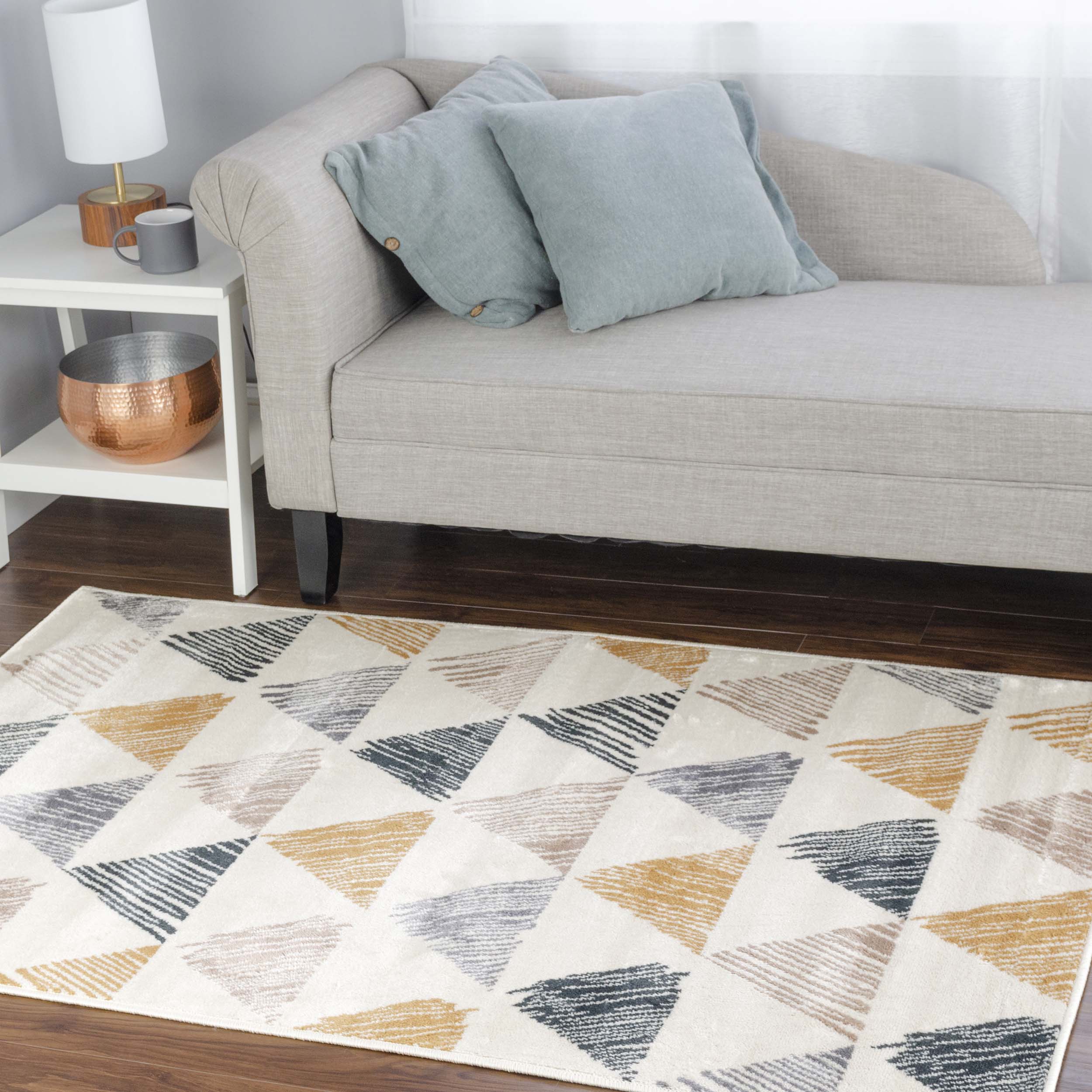 Adrija Modern Geometric Indoor Area Rug, Runner Rug & Door Mat - Non-Slip, Soft & Durable for Living Room, Bedroom, Hallway & Entryway Decor
